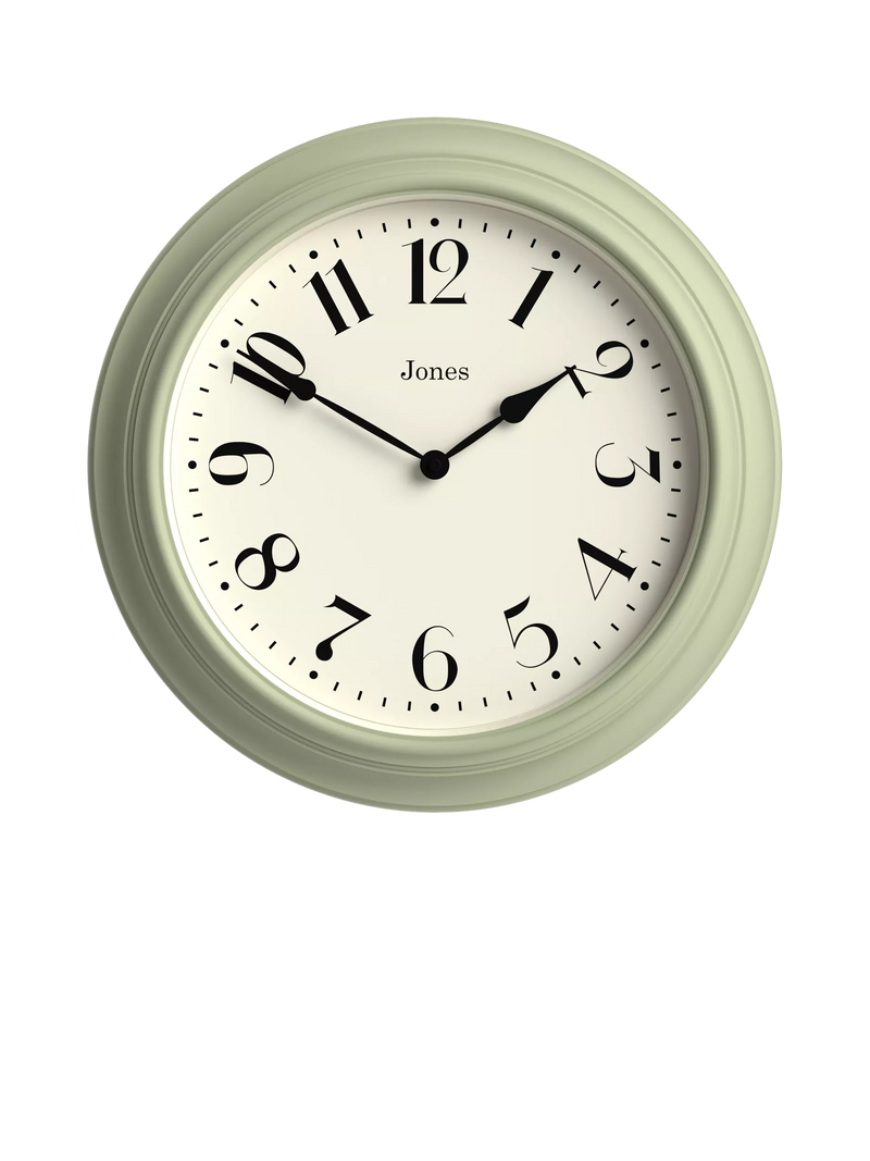 Jones Clocks analogue wall clock with vintage Arabic numerals, 40cm, UK version