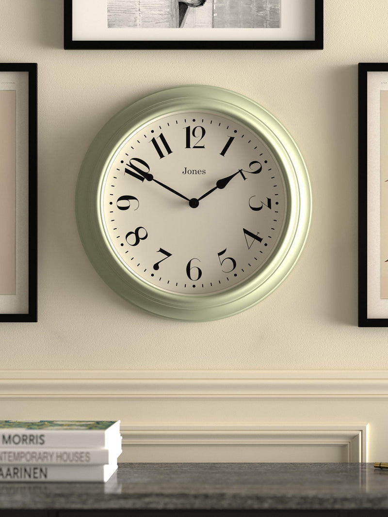 Jones Clocks analogue wall clock with vintage Arabic numerals, 40cm, UK version