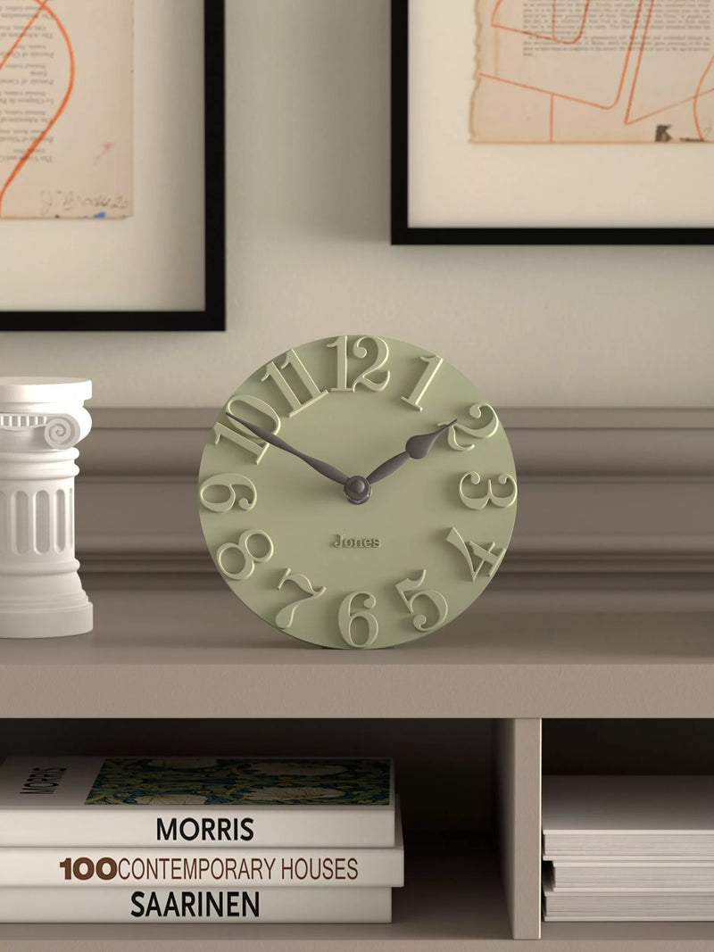 Jones Clocks Hampstead mantel clock desert sage (British brand)