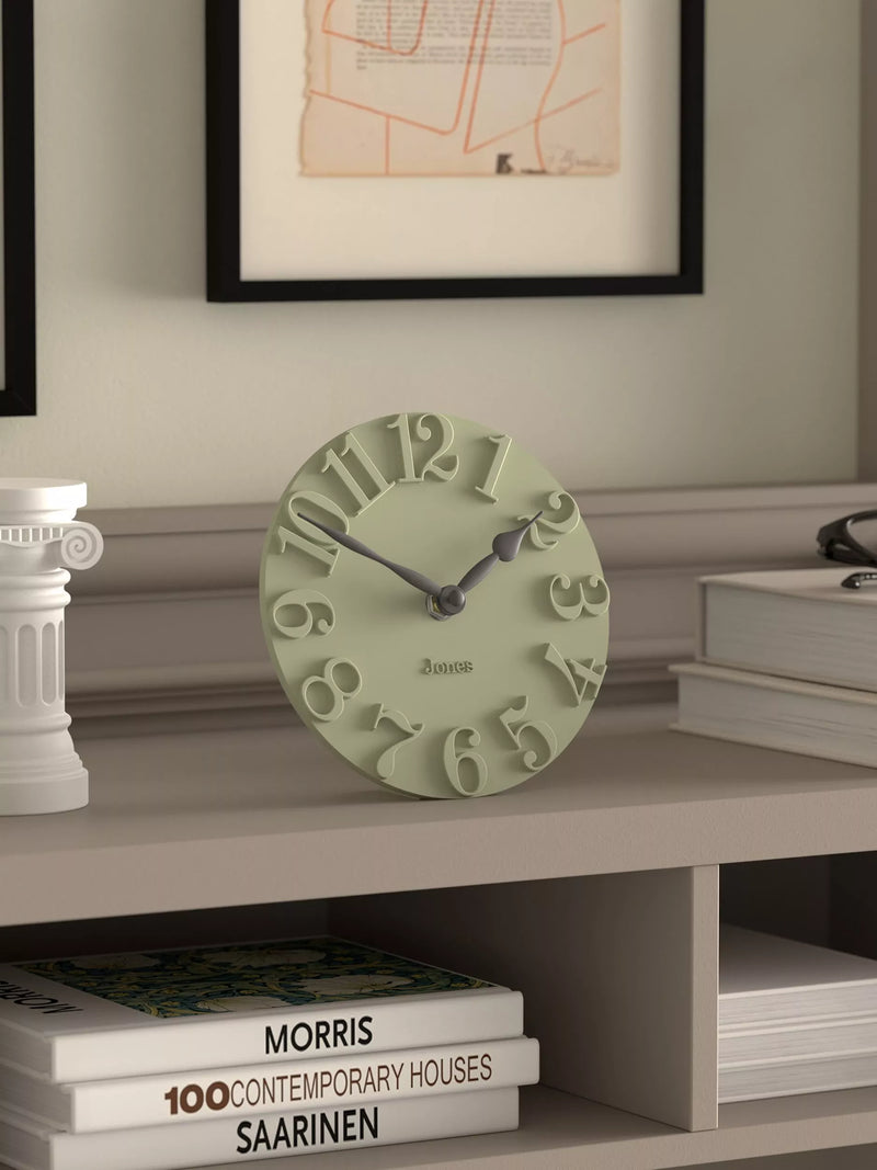 Jones Clocks Hampstead mantel clock desert sage (British brand)