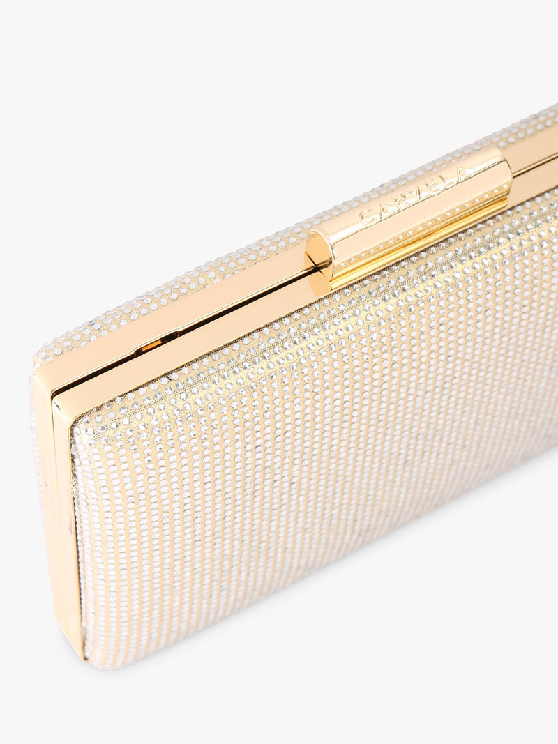 Carvela Aintree embellished clutch bag gold (British brand)