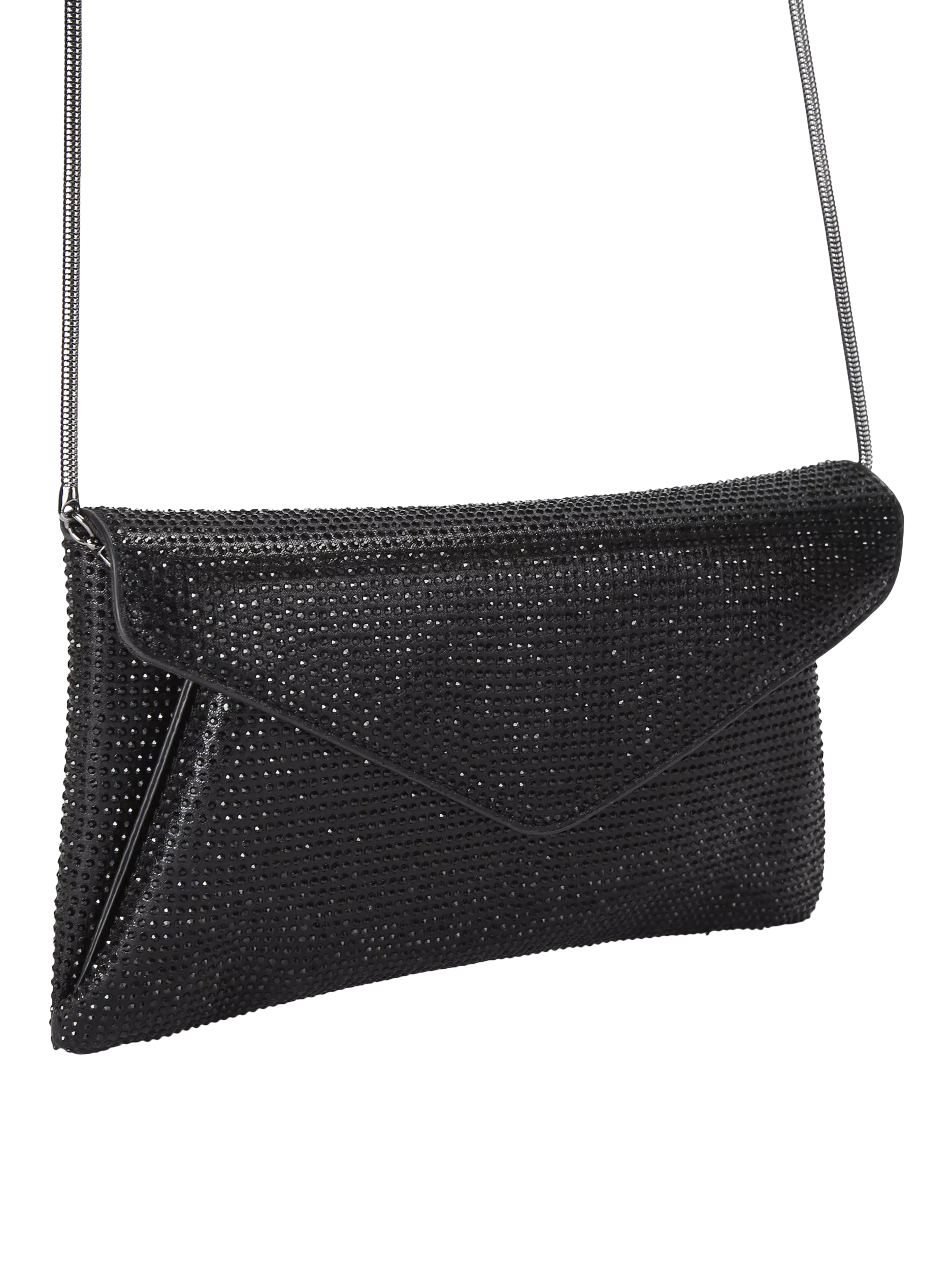 Carvela Stargaze crystal embellished envelope clutch bag, black, UK version