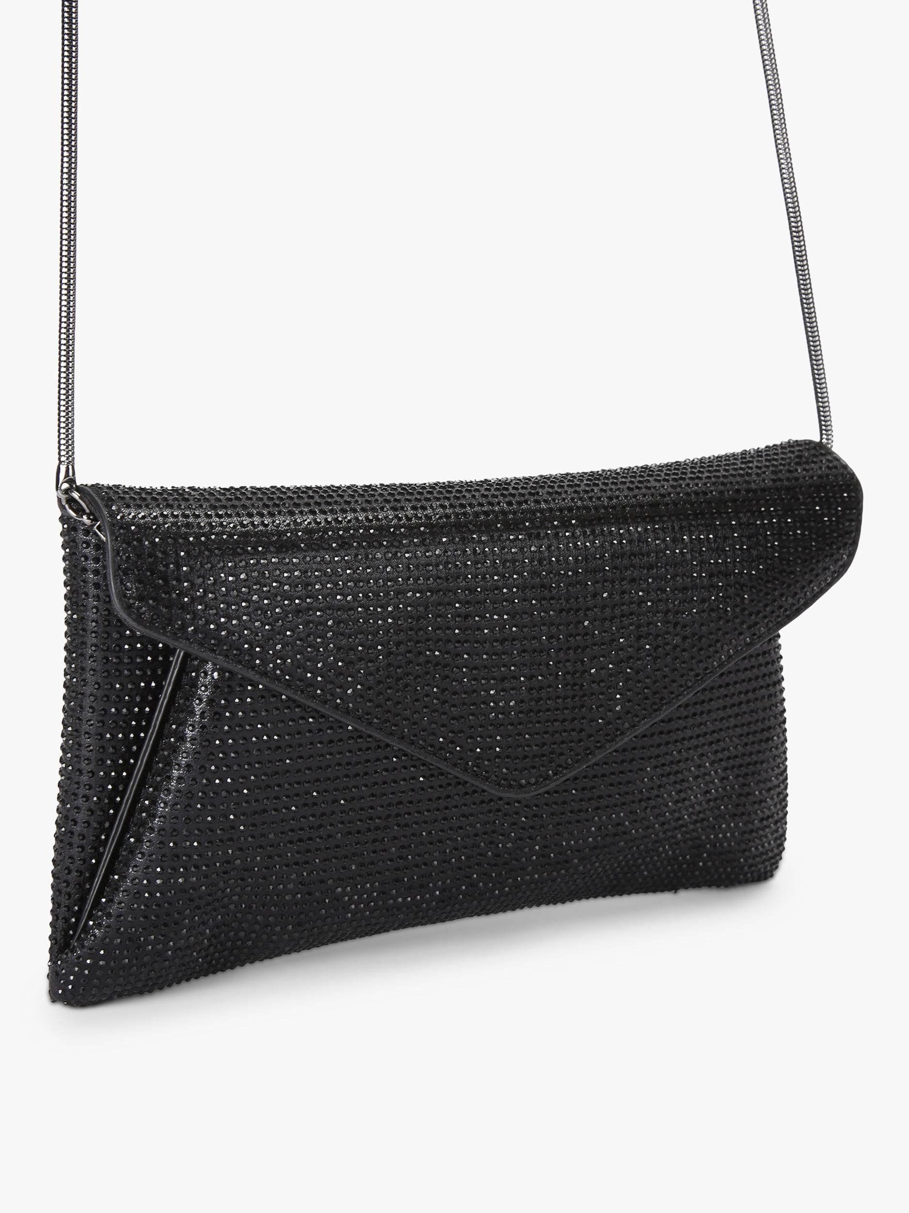 Carvela Stargaze crystal embellished envelope clutch bag, black, UK version
