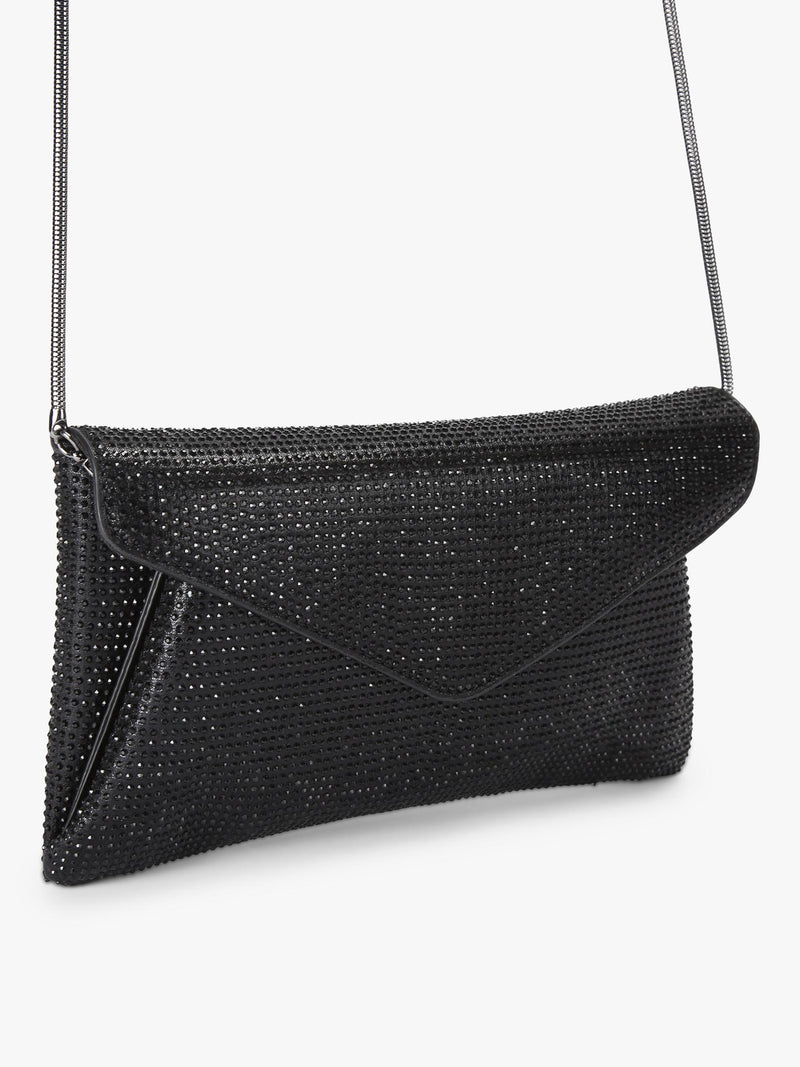 Carvela Stargaze crystal embellished envelope clutch bag, black, UK version