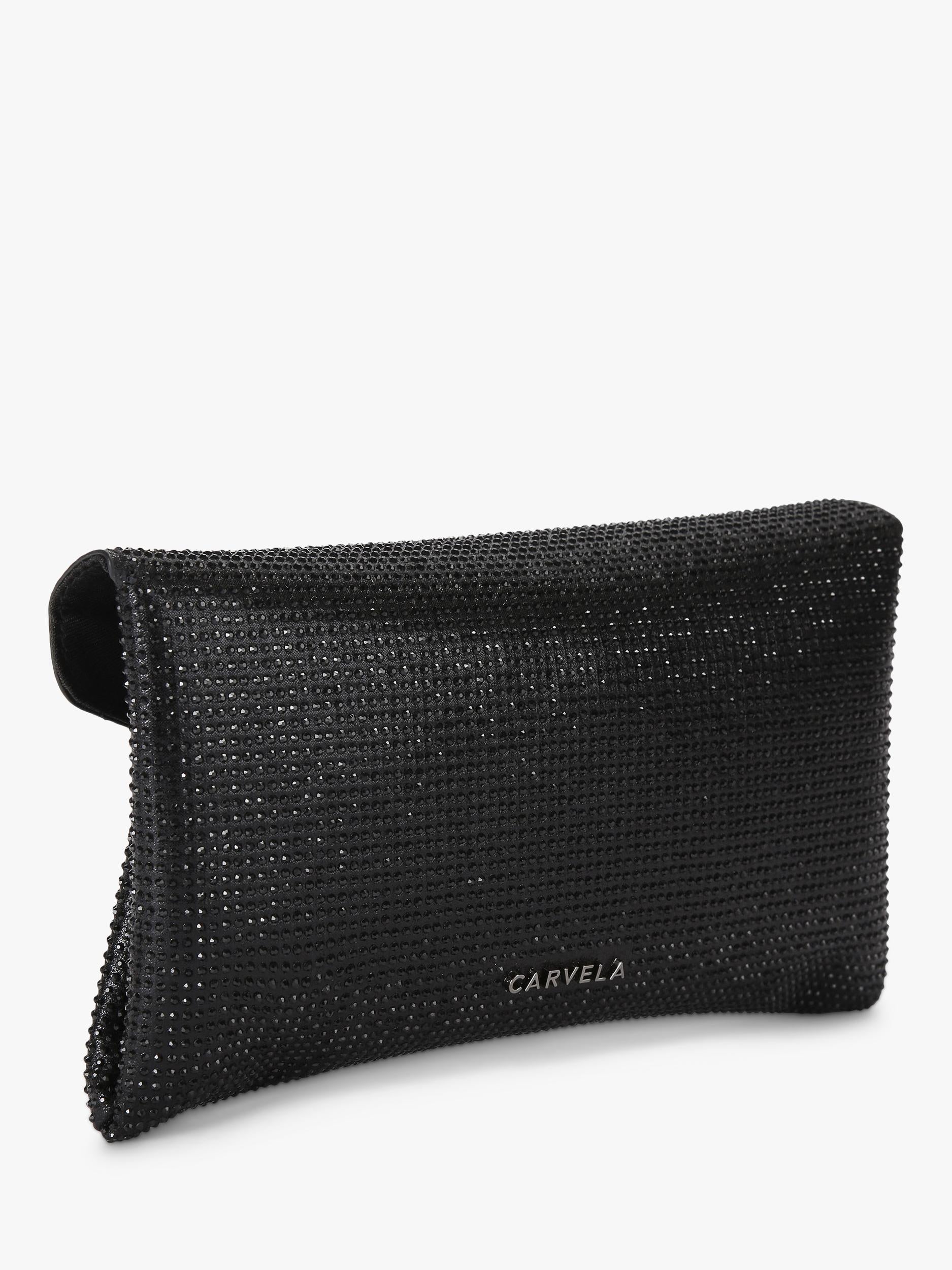 Carvela Stargaze crystal embellished envelope clutch bag, black, UK version