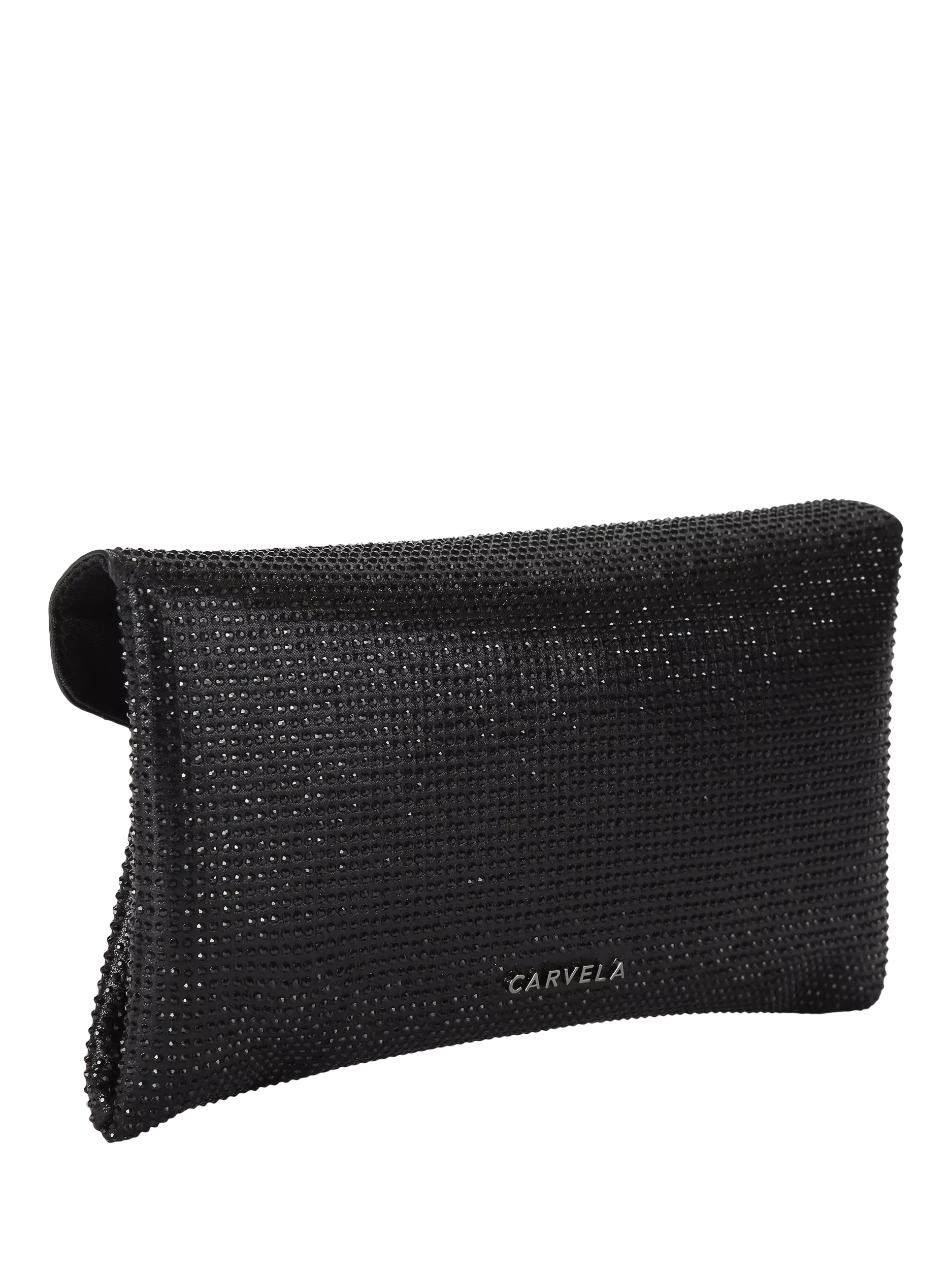 Carvela Stargaze crystal embellished envelope clutch bag, black, UK version