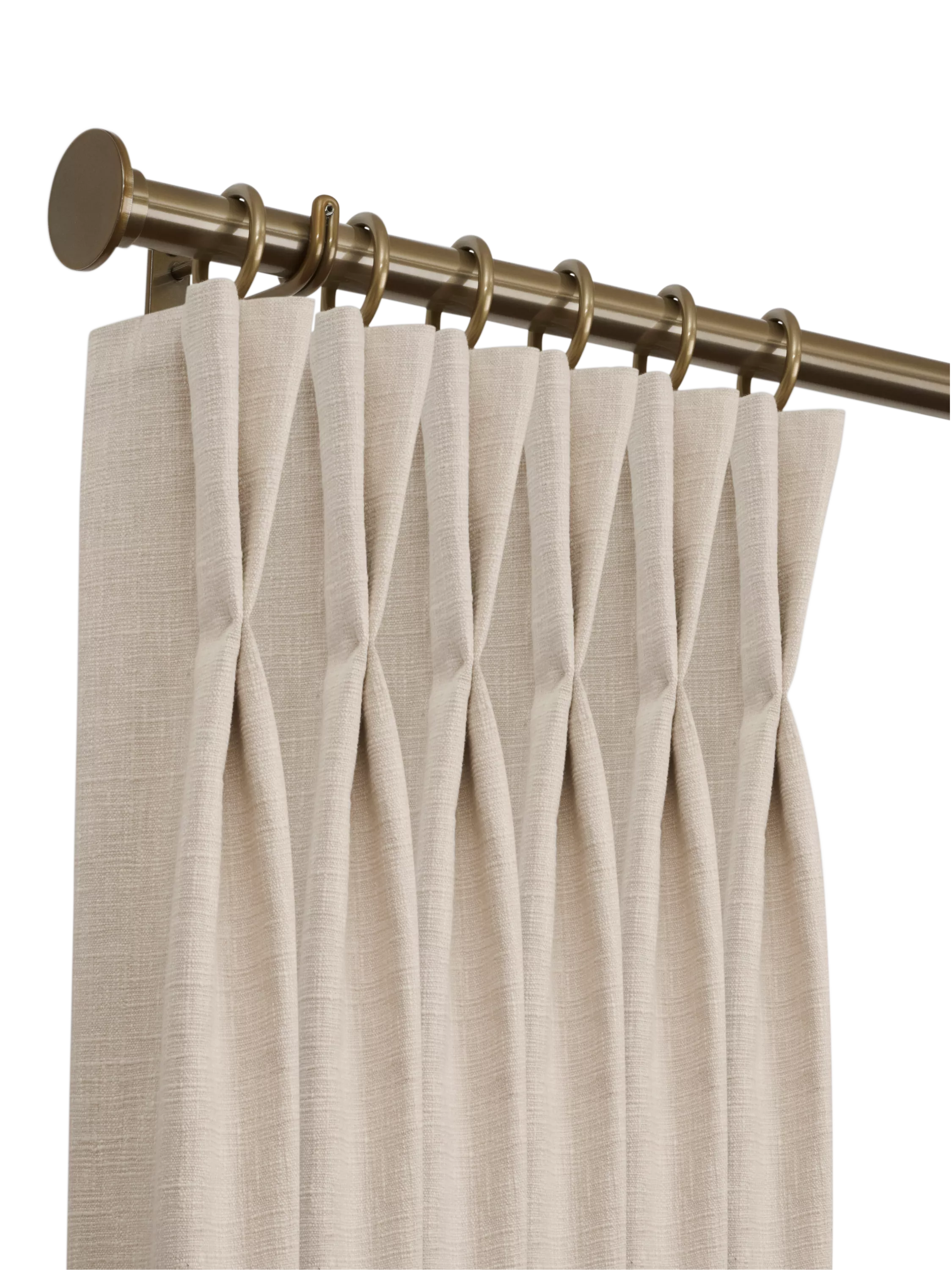John Lewis Select Classic Curtain Pole with Rings and Disc Finial, Wall Fix, Dia.25mm, Brass Toned, L120cm