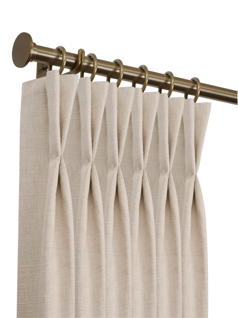 John Lewis Select Classic Curtain Pole with Rings and Disc Finial, Wall Fix, Dia.25mm, Brass Toned, L120cm