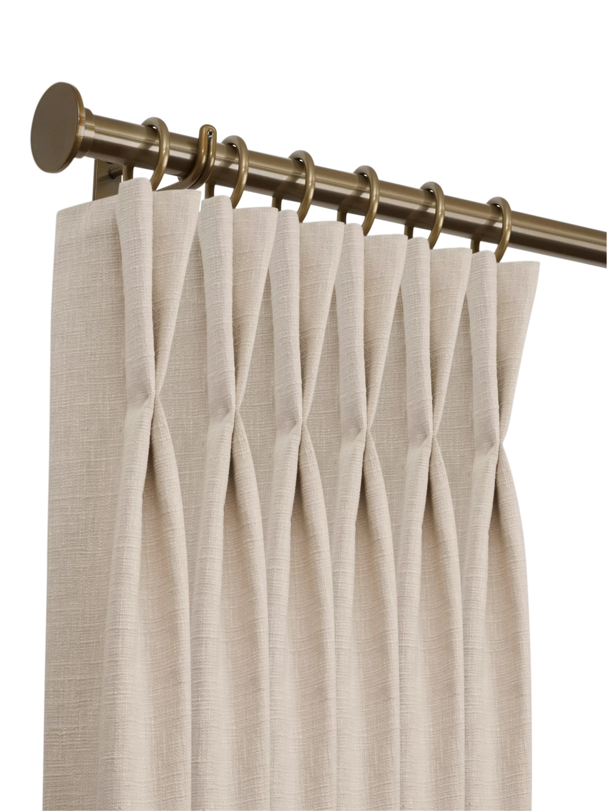 John Lewis Select Classic Curtain Pole with Rings and Disc Finial, Wall Fix, Dia.25mm, Brass Toned, L120cm