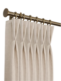 John Lewis Select Classic Curtain Pole with Rings and Disc Finial, Wall Fix, Dia.25mm, Brass Toned, L120cm