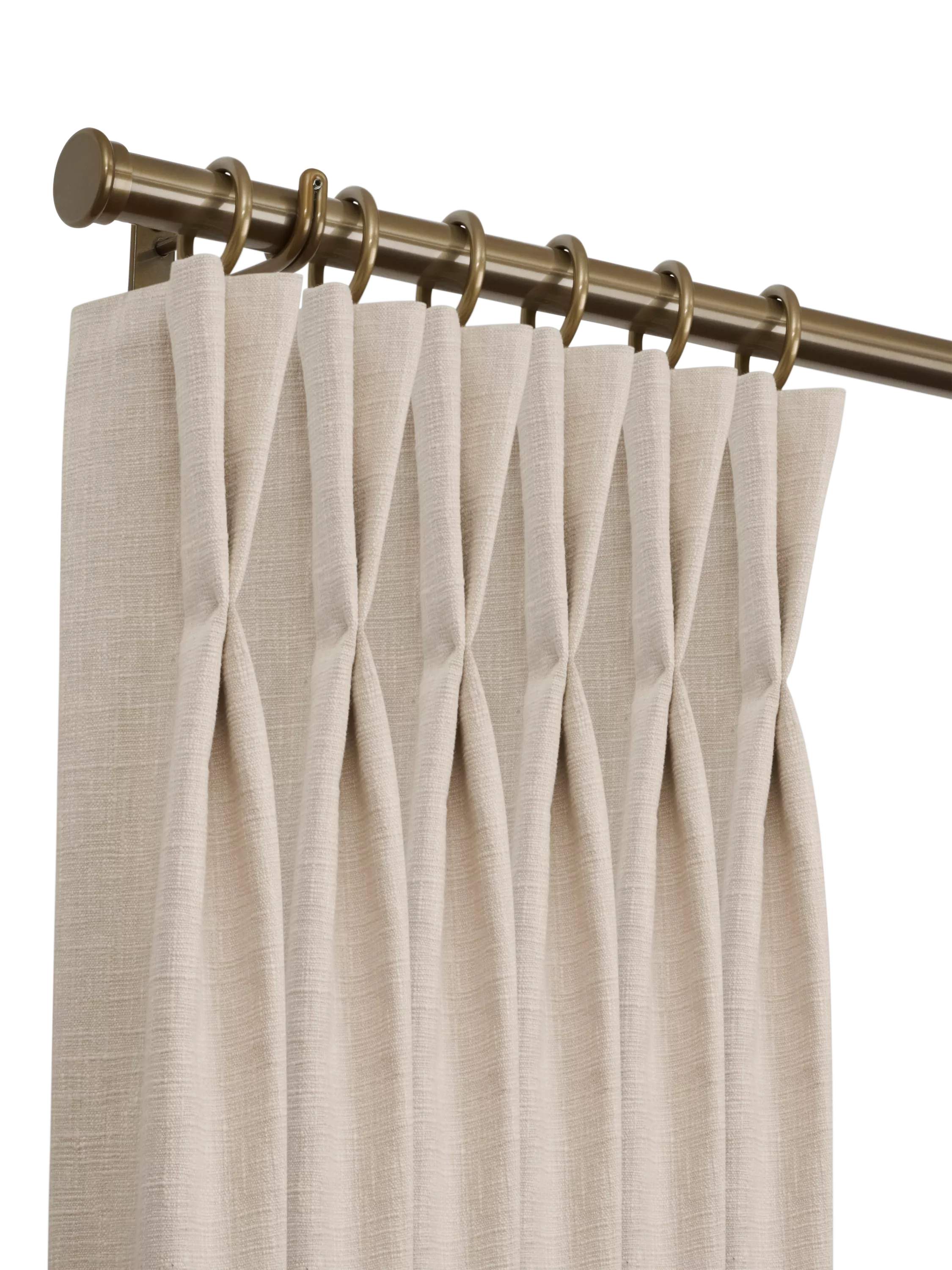 John Lewis Select Classic Curtain Pole with Rings and Stud Finial, Wall Fix, Dia.25mm, Brass Toned, L220cm