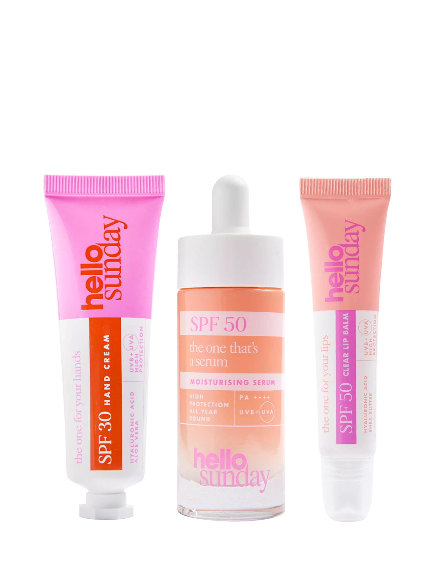 Hello Sunday Everyday Essentials skincare gift set with SPF50, imported from the UK