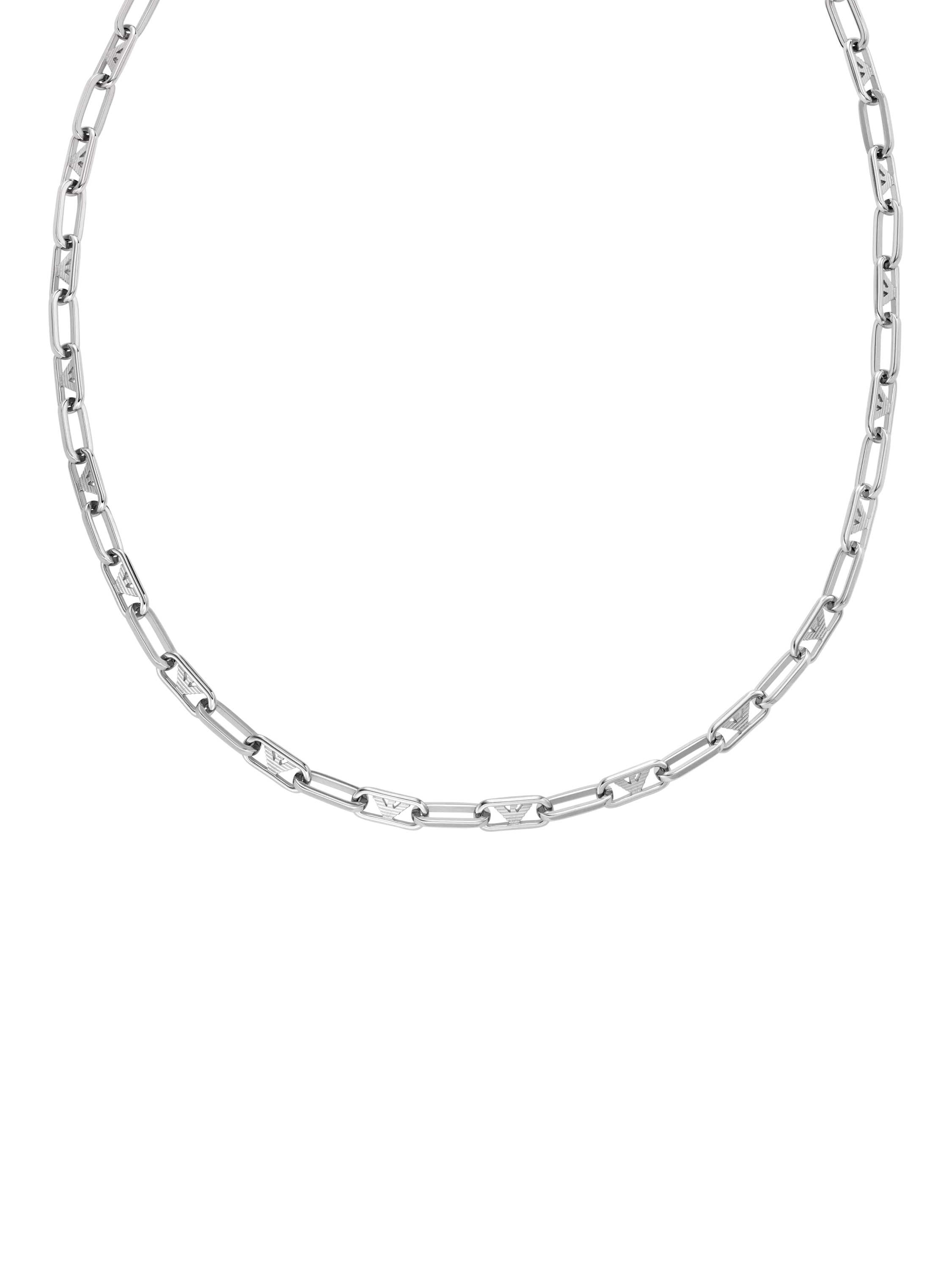 Emporio Armani twisted link chain necklace 52.5cm silver, imported from the UK