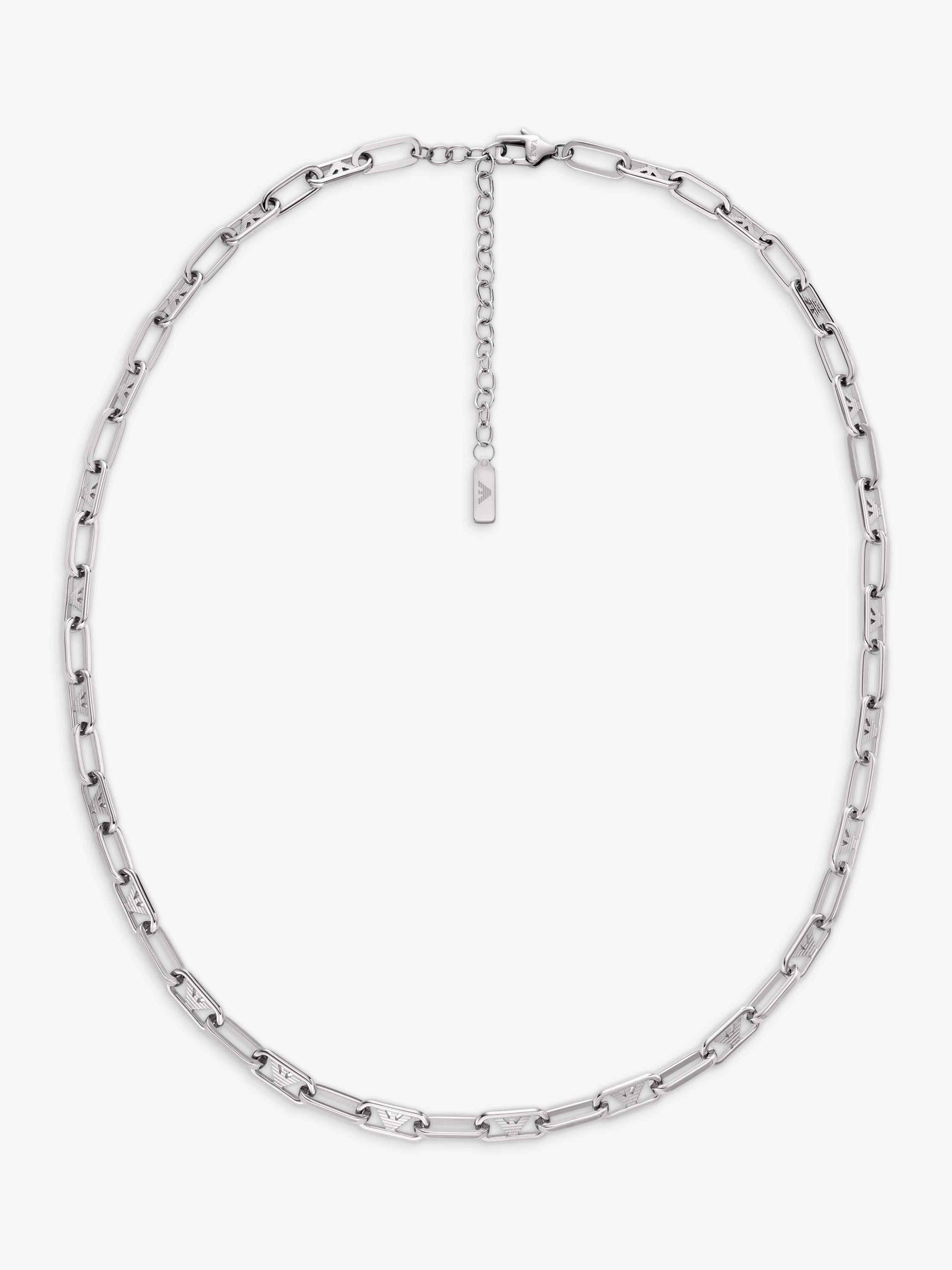 Emporio Armani twisted link chain necklace 52.5cm silver, imported from the UK
