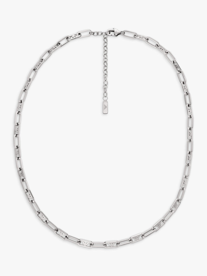 Emporio Armani twisted link chain necklace 52.5cm silver, imported from the UK