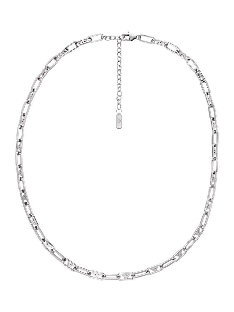 Emporio Armani twisted link chain necklace 52.5cm silver, imported from the UK