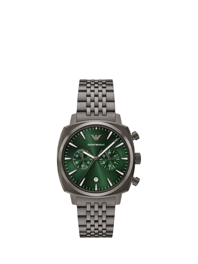 John Lewis Emporio Armani Men's Chronograph Bracelet Strap Watch, Green, 40mm- Buy online at McGrocer
