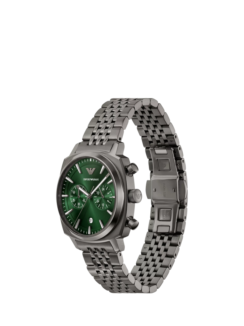 Emporio Armani chronograph green dial watch 40mm, imported from the UK