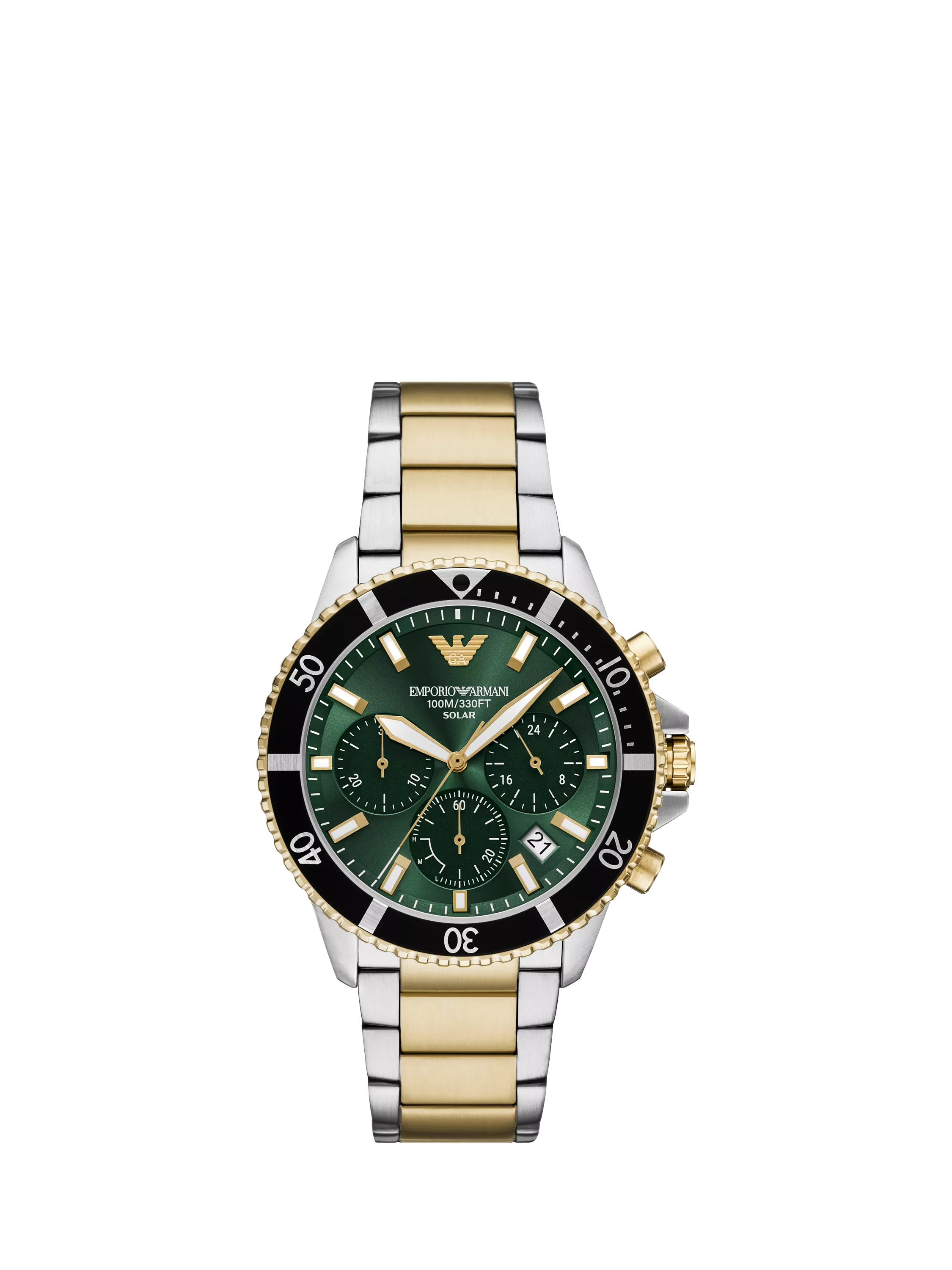 Emporio Armani World Explorer solar watch 43.5mm green dial (British brand)
