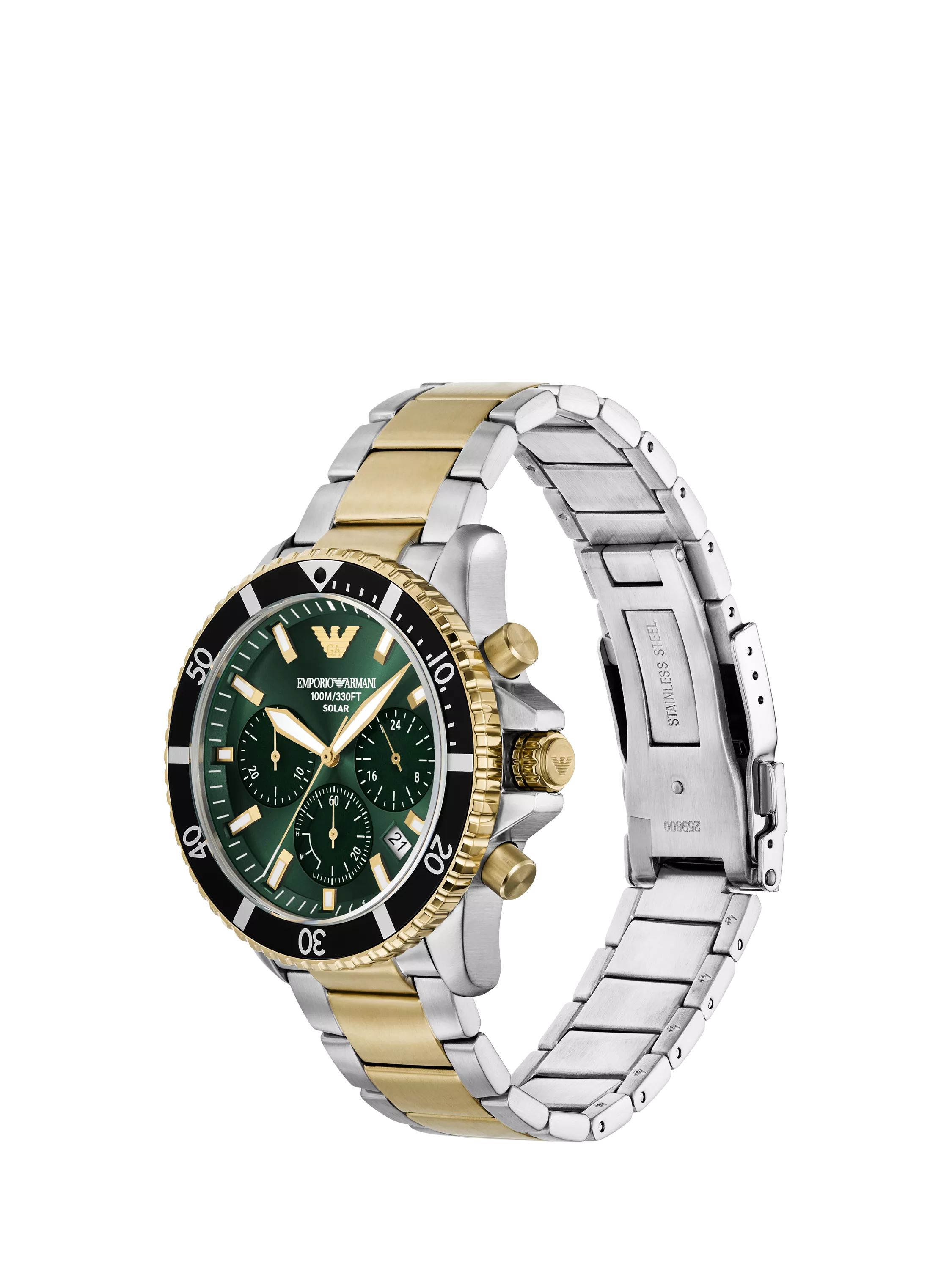 Emporio Armani World Explorer solar watch 43.5mm green dial (British brand)