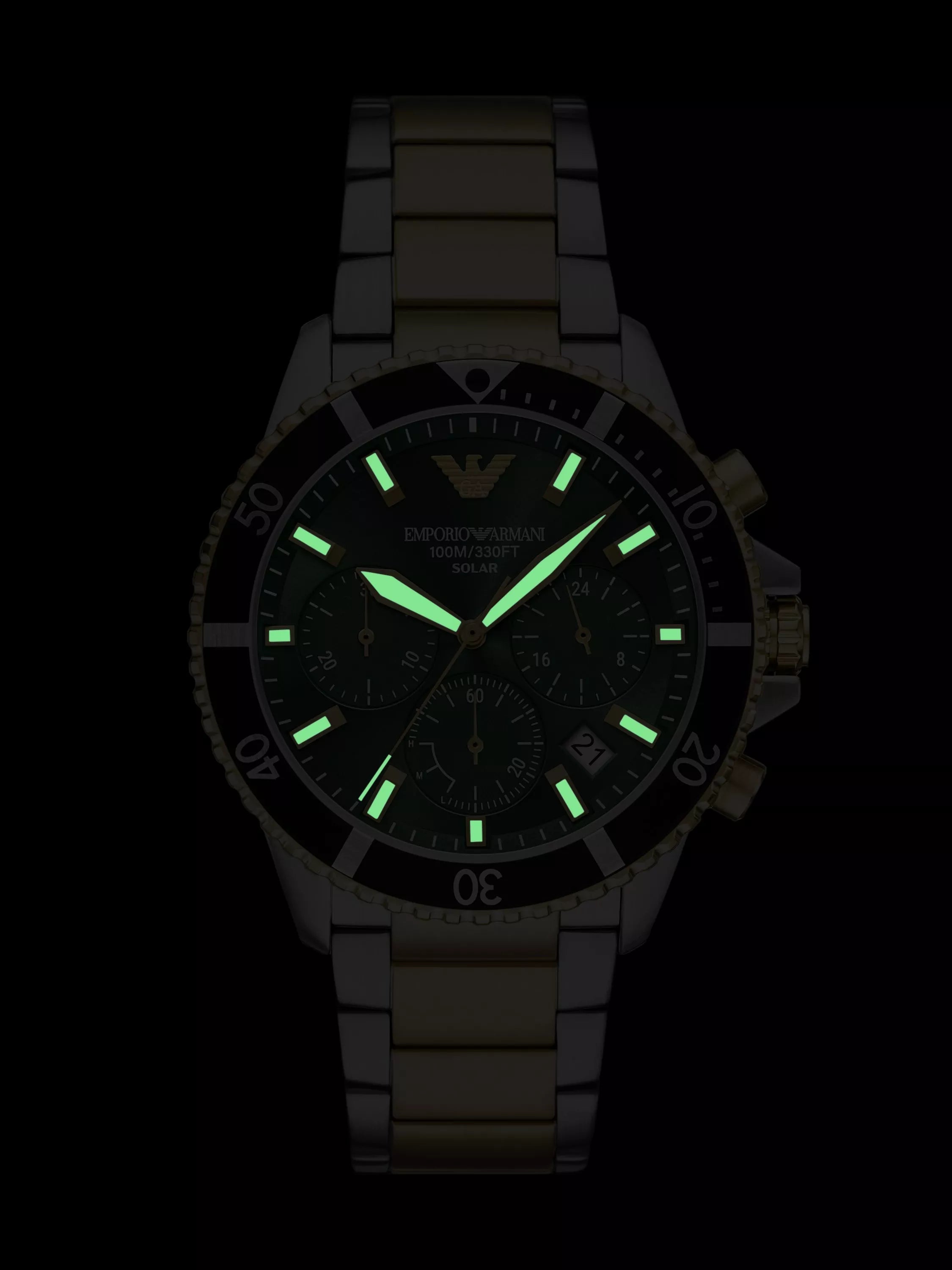 Emporio Armani World Explorer solar watch 43.5mm green dial (British brand)