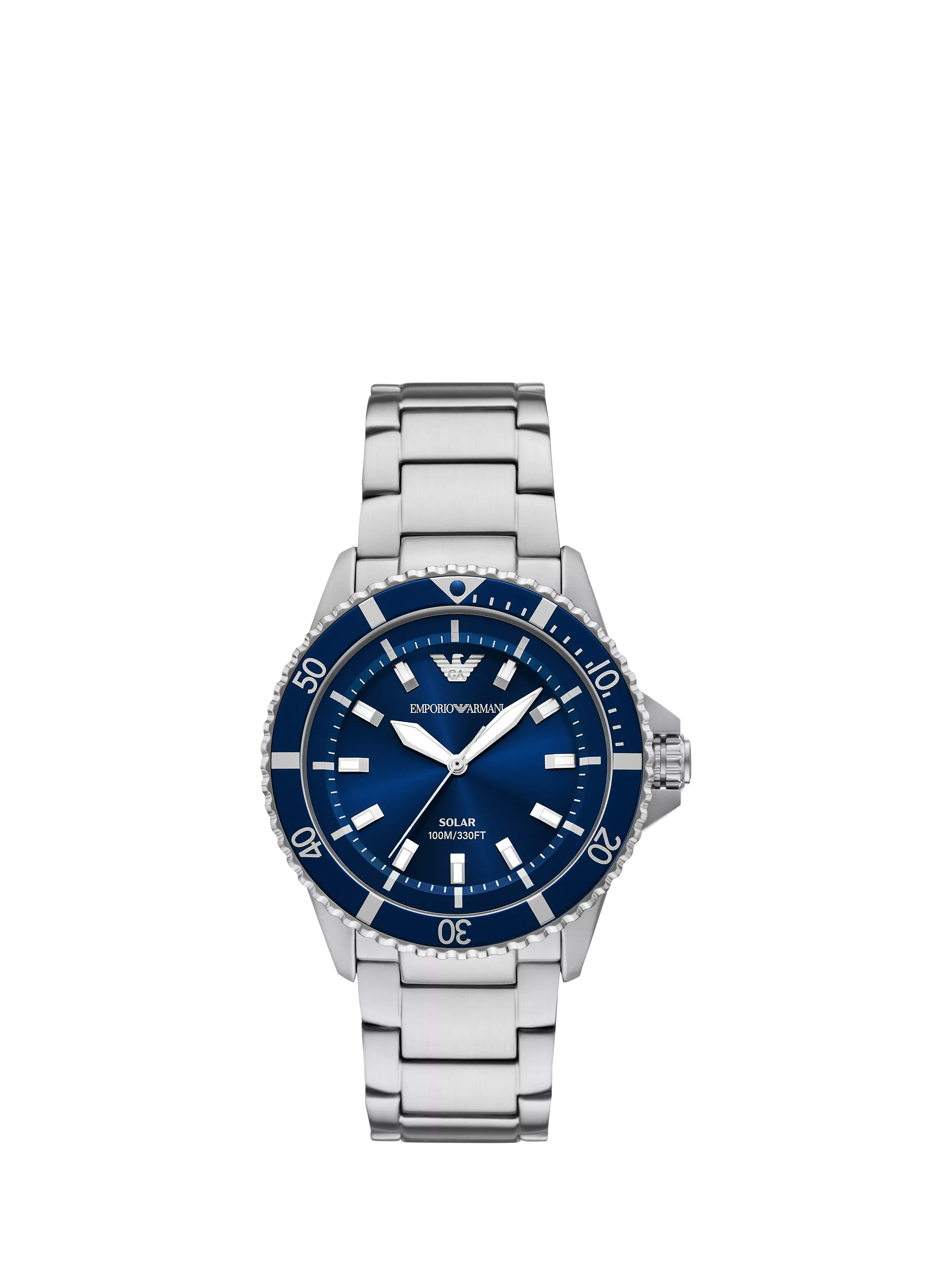 Emporio Armani World Explorer solar watch blue dial steel bracelet - British product