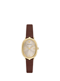 Emporio Armani women's oval watch brown leather strap 26x34mm, UK version