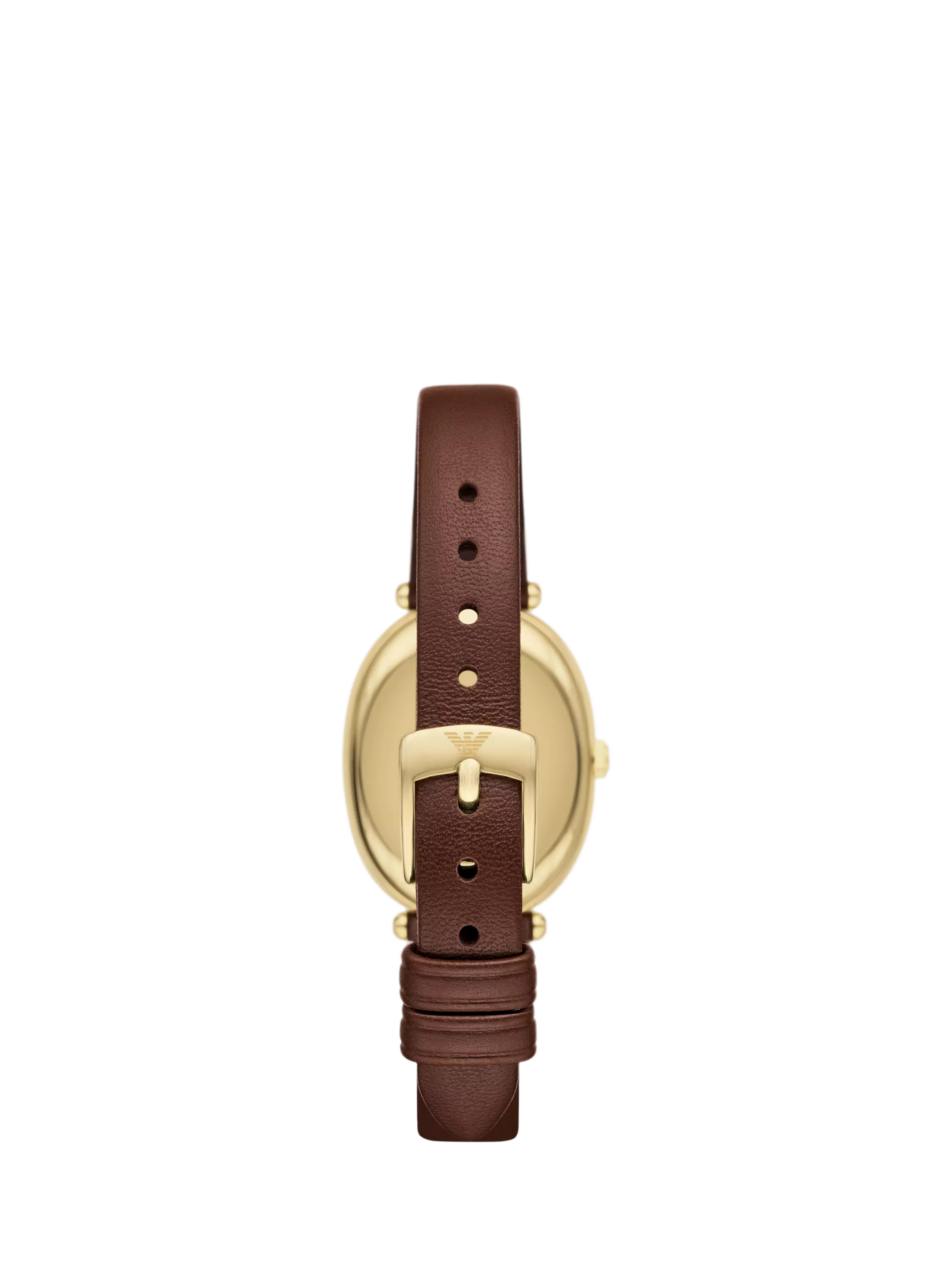 Emporio Armani women's oval watch brown leather strap 26x34mm, UK version