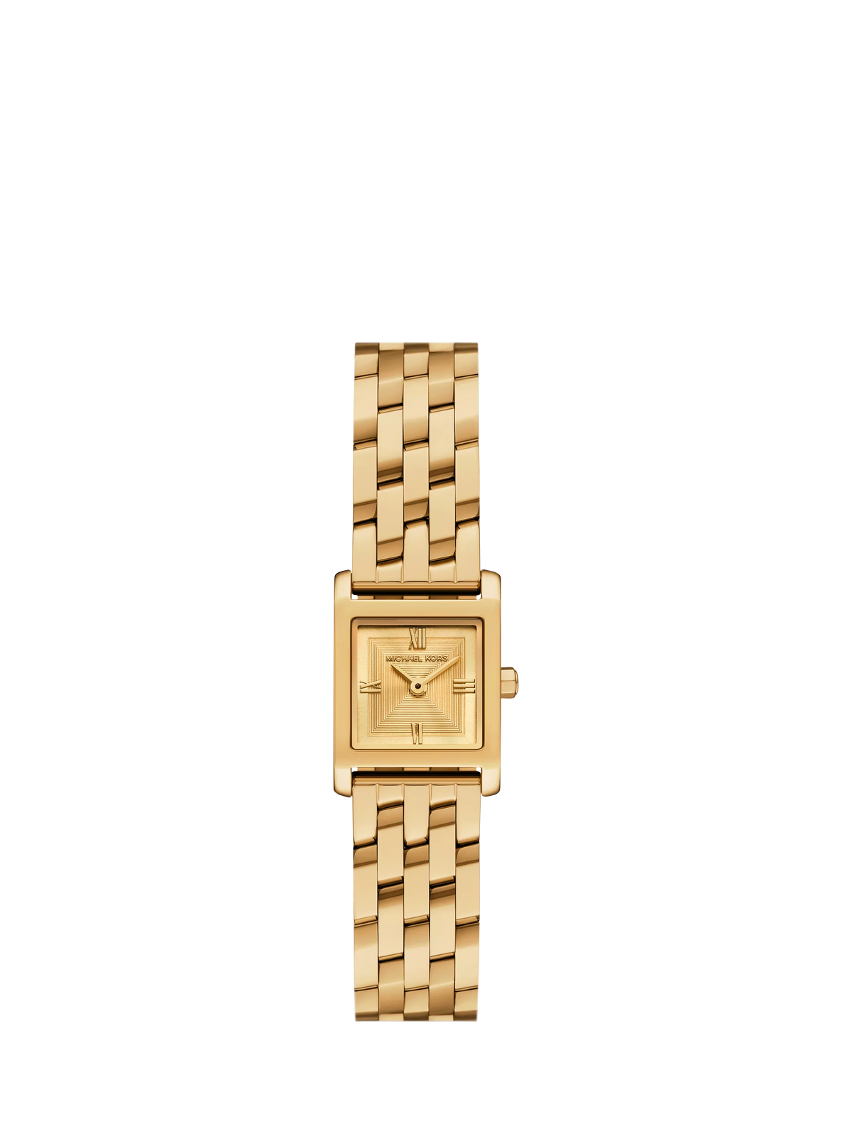 Michael Kors Georgie gold-tone square watch with bracelet strap, imported from the UK