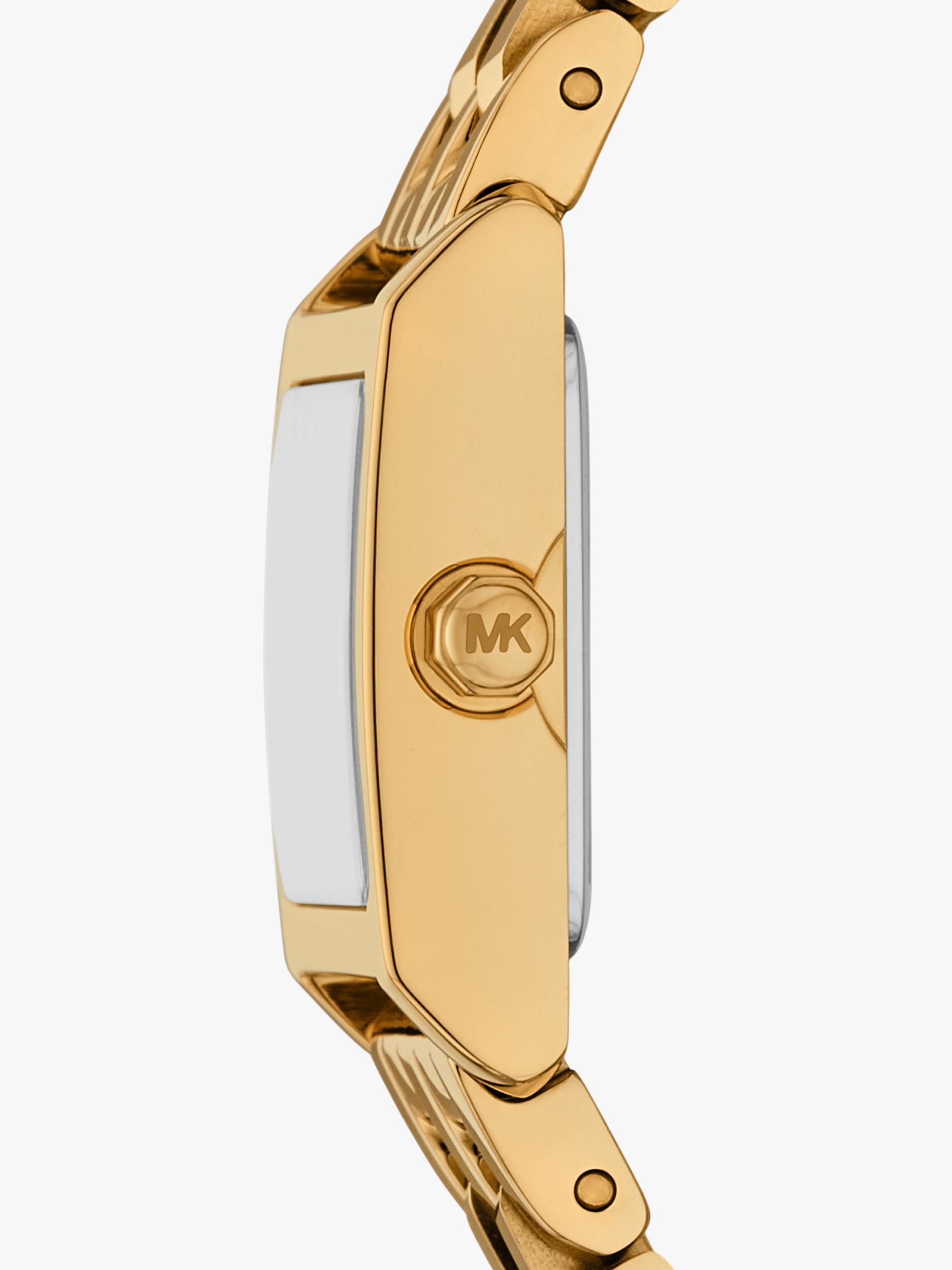 Michael Kors Georgie gold-tone square watch with bracelet strap, imported from the UK
