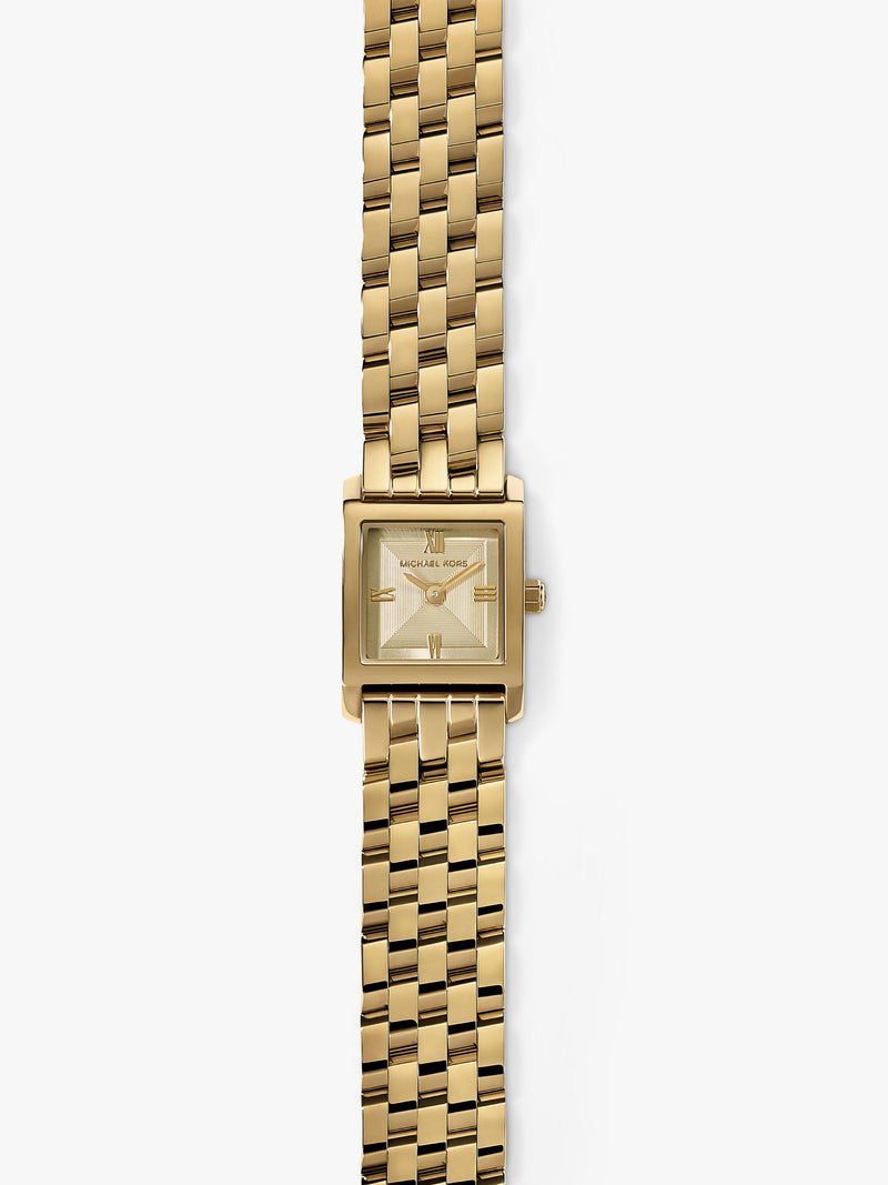 Michael Kors Georgie gold-tone square watch with bracelet strap, imported from the UK