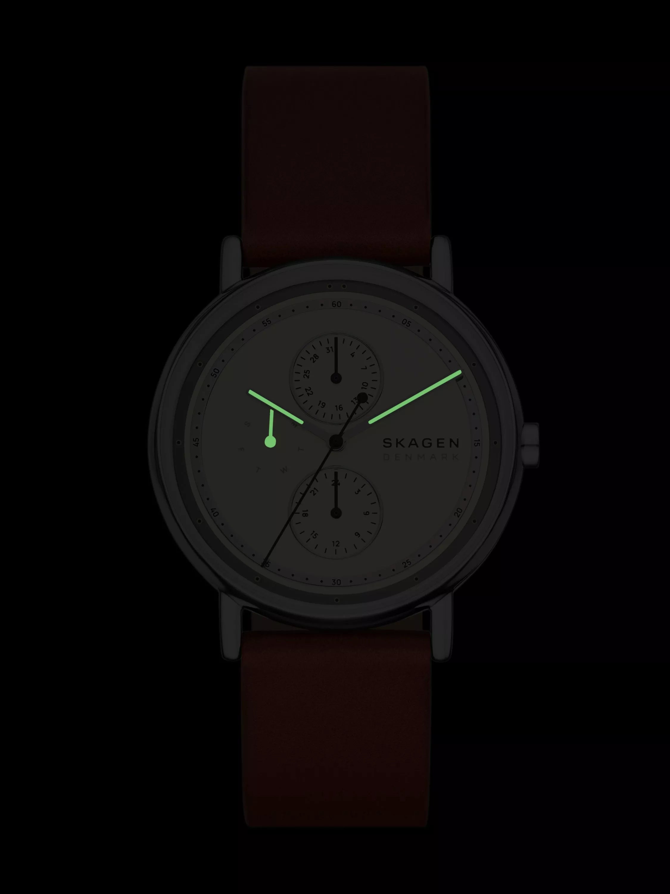 Skagen men's leather strap watch white dial 40mm, imported from the UK