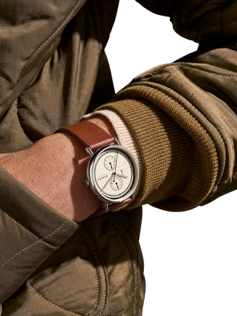 Skagen men's leather strap watch white dial 40mm, imported from the UK