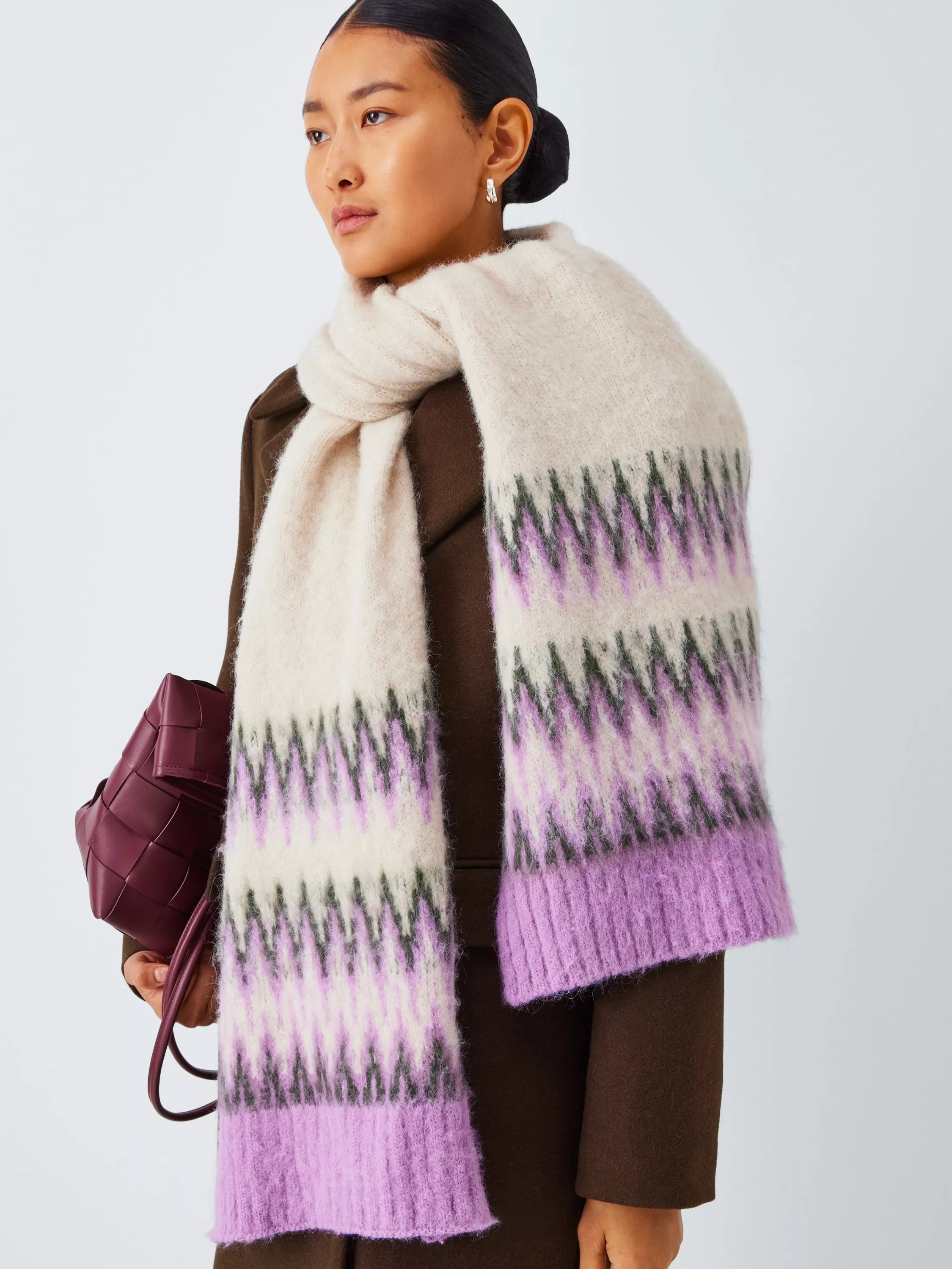 John Lewis Fairisle wool blend scarf 200x35cm - British product