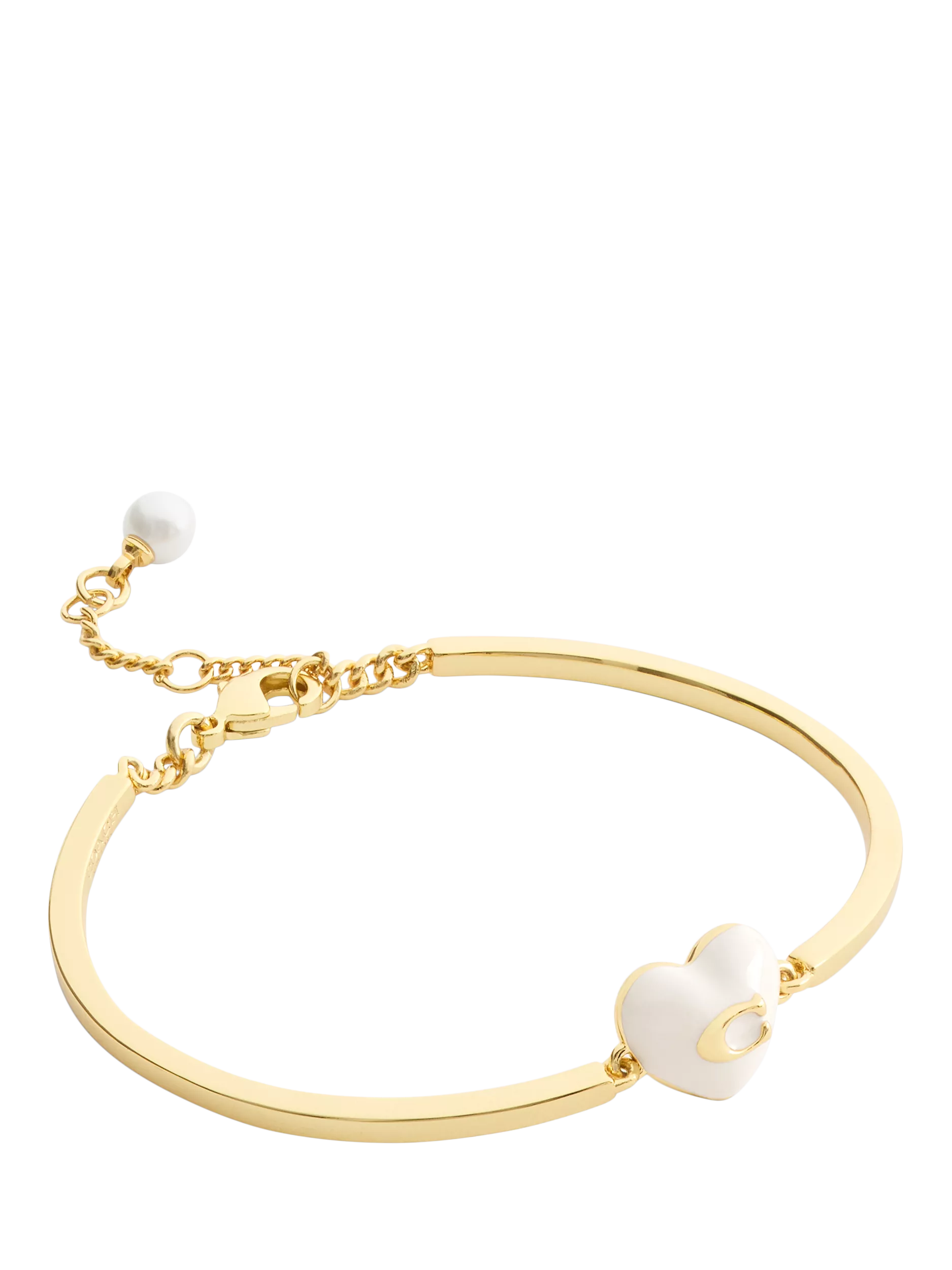 Coach heart charm cuff bracelet in gold with enamel - British product