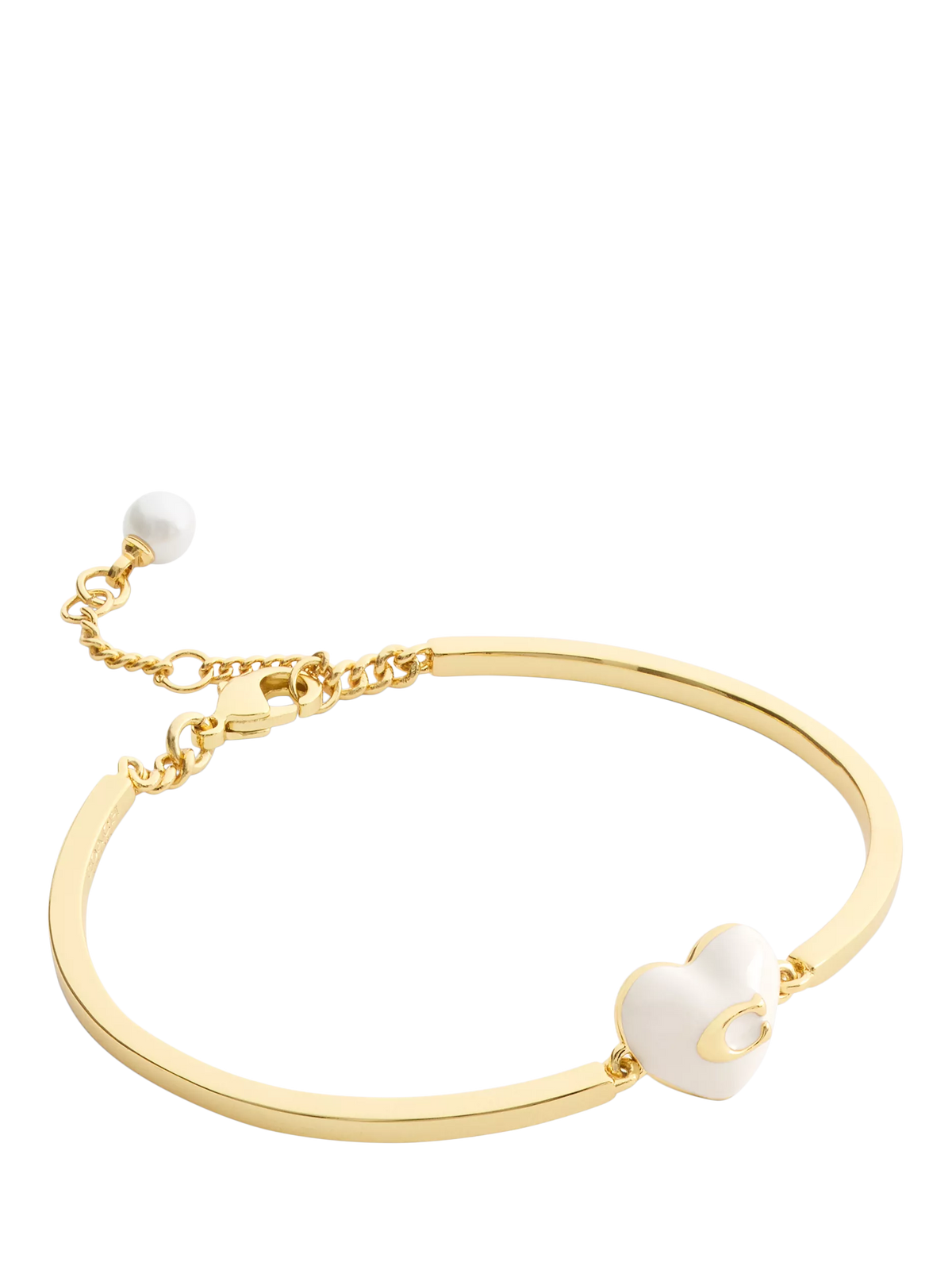 Coach heart charm cuff bracelet in gold with enamel - British product