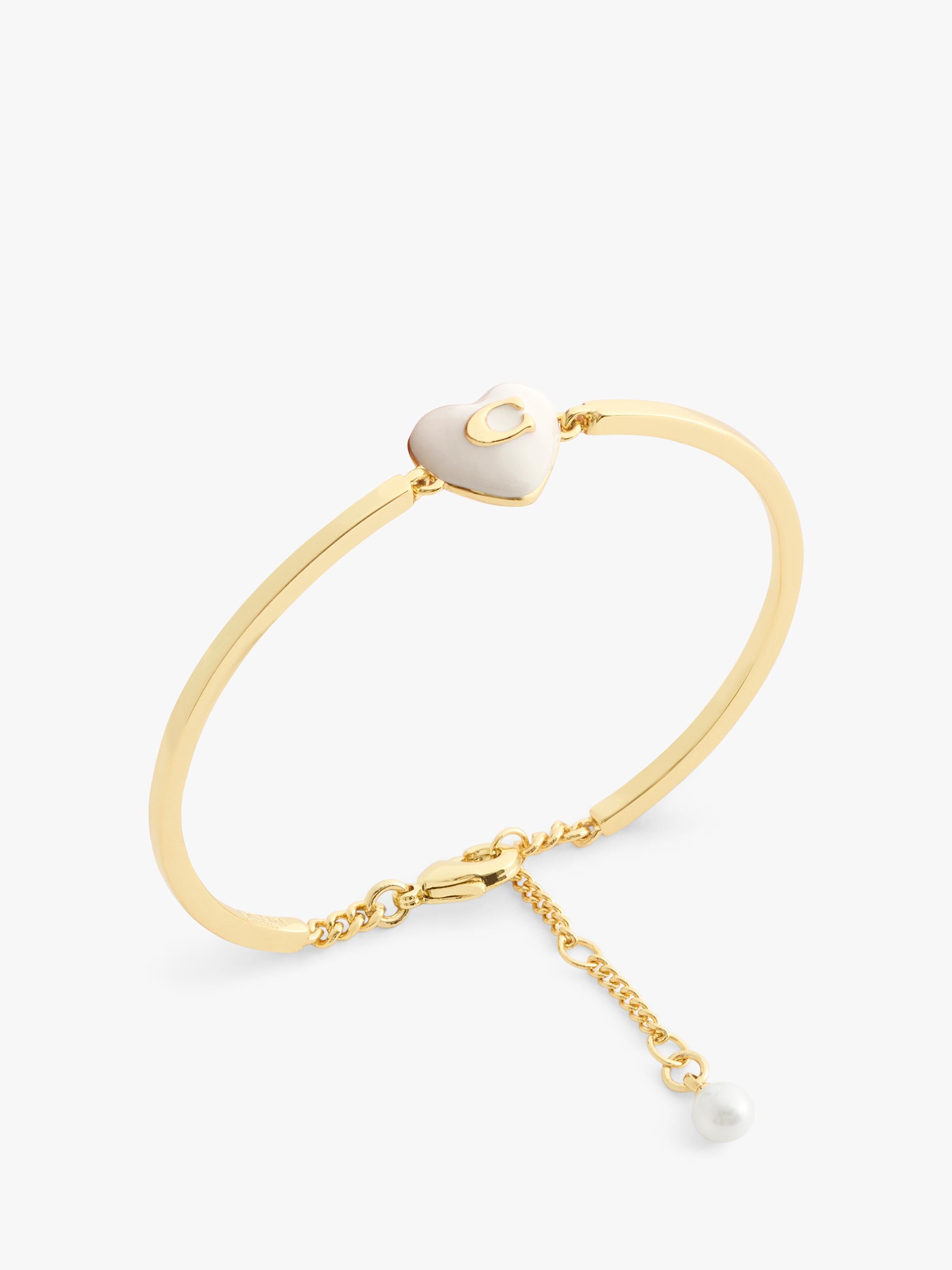 Coach heart charm cuff bracelet in gold with enamel - British product