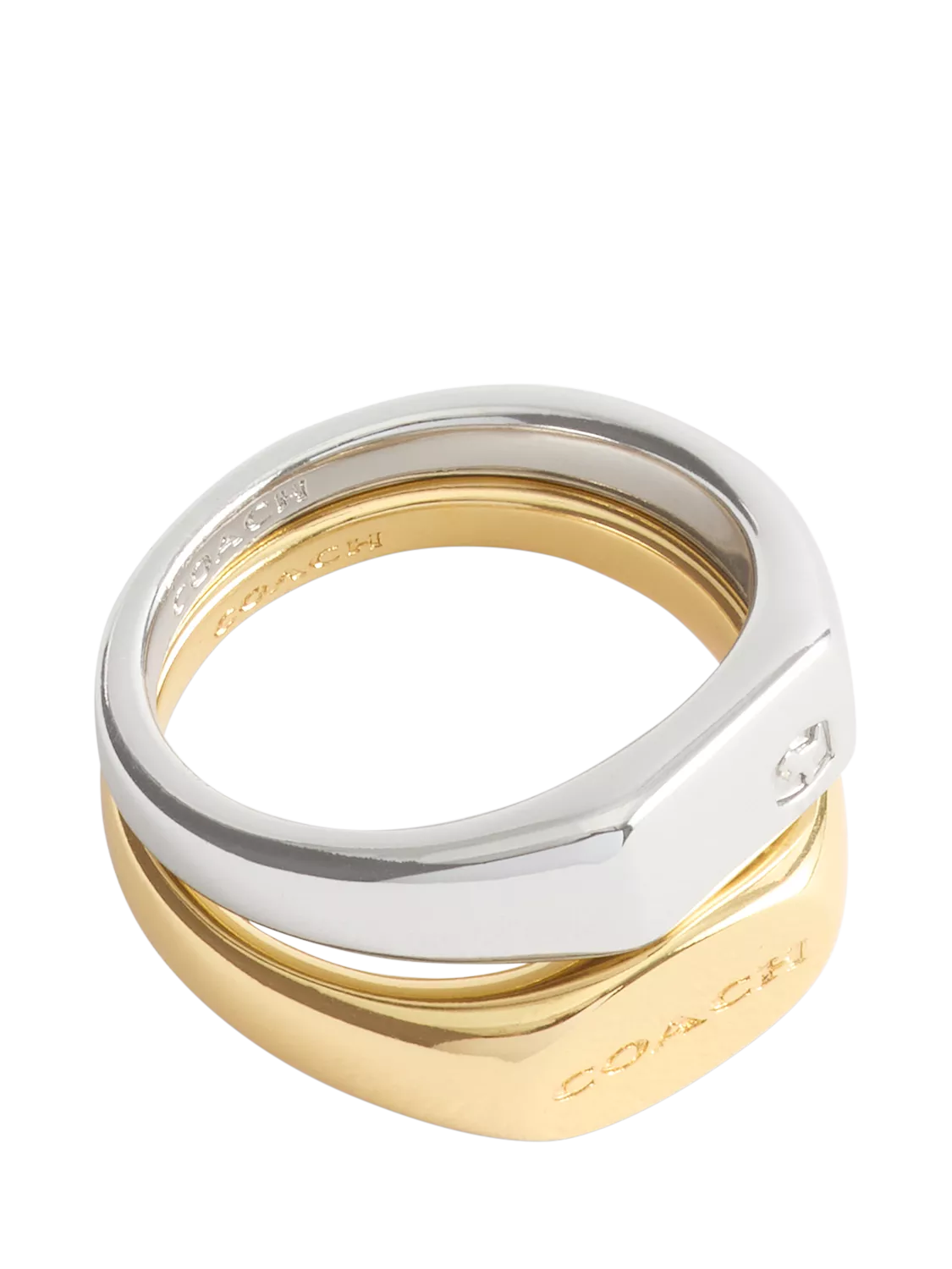 Coach signet ring set two-tone size O - British product