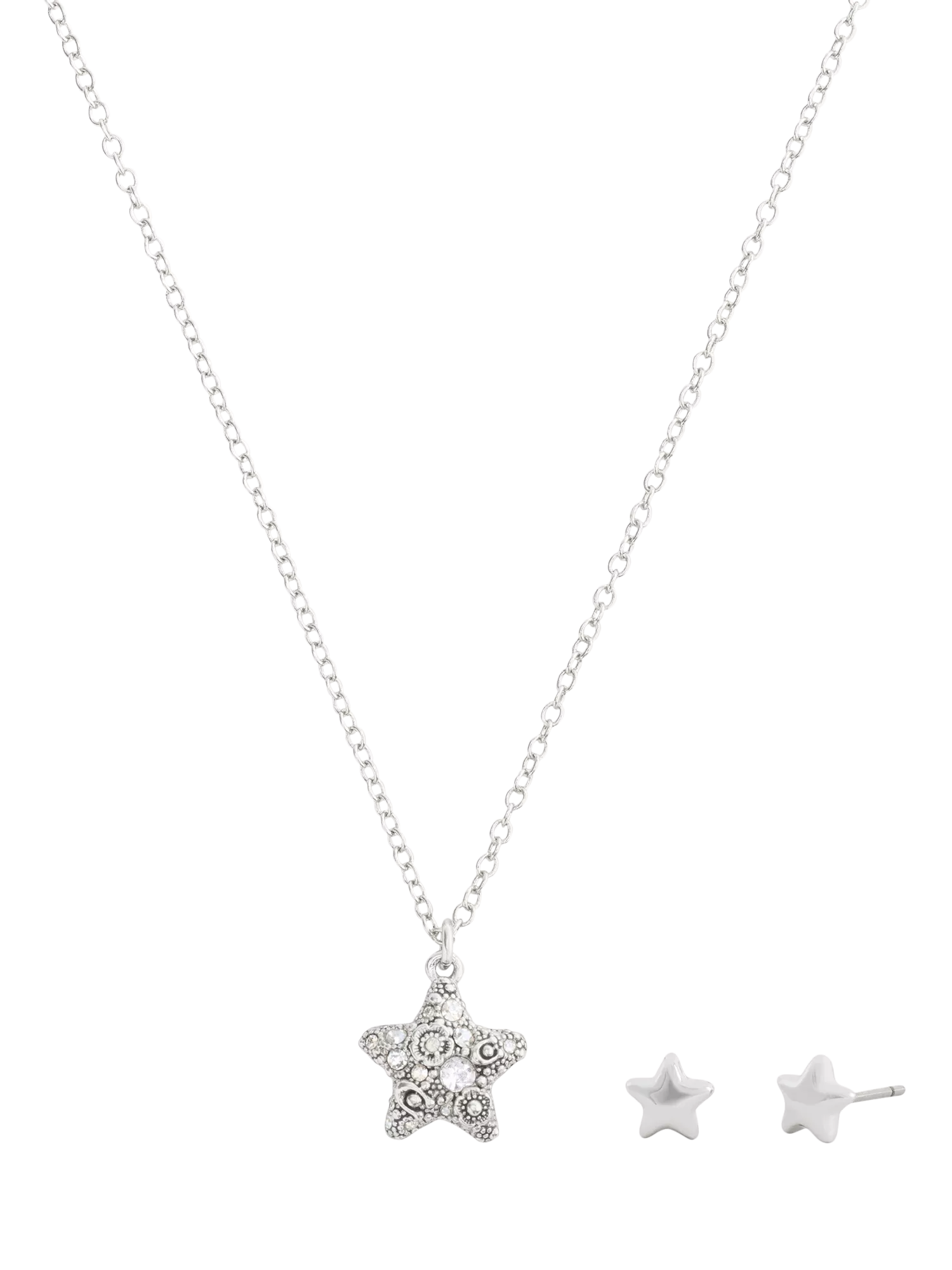 Coach crystal star necklace and earring set, rhodium (British brand)