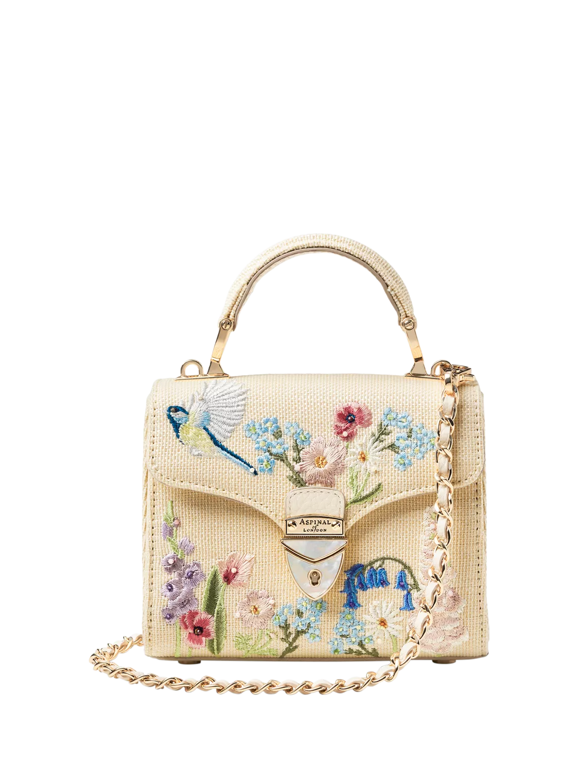 Aspinal of London clutch bag Mayfair Midi embroidered (British brand)