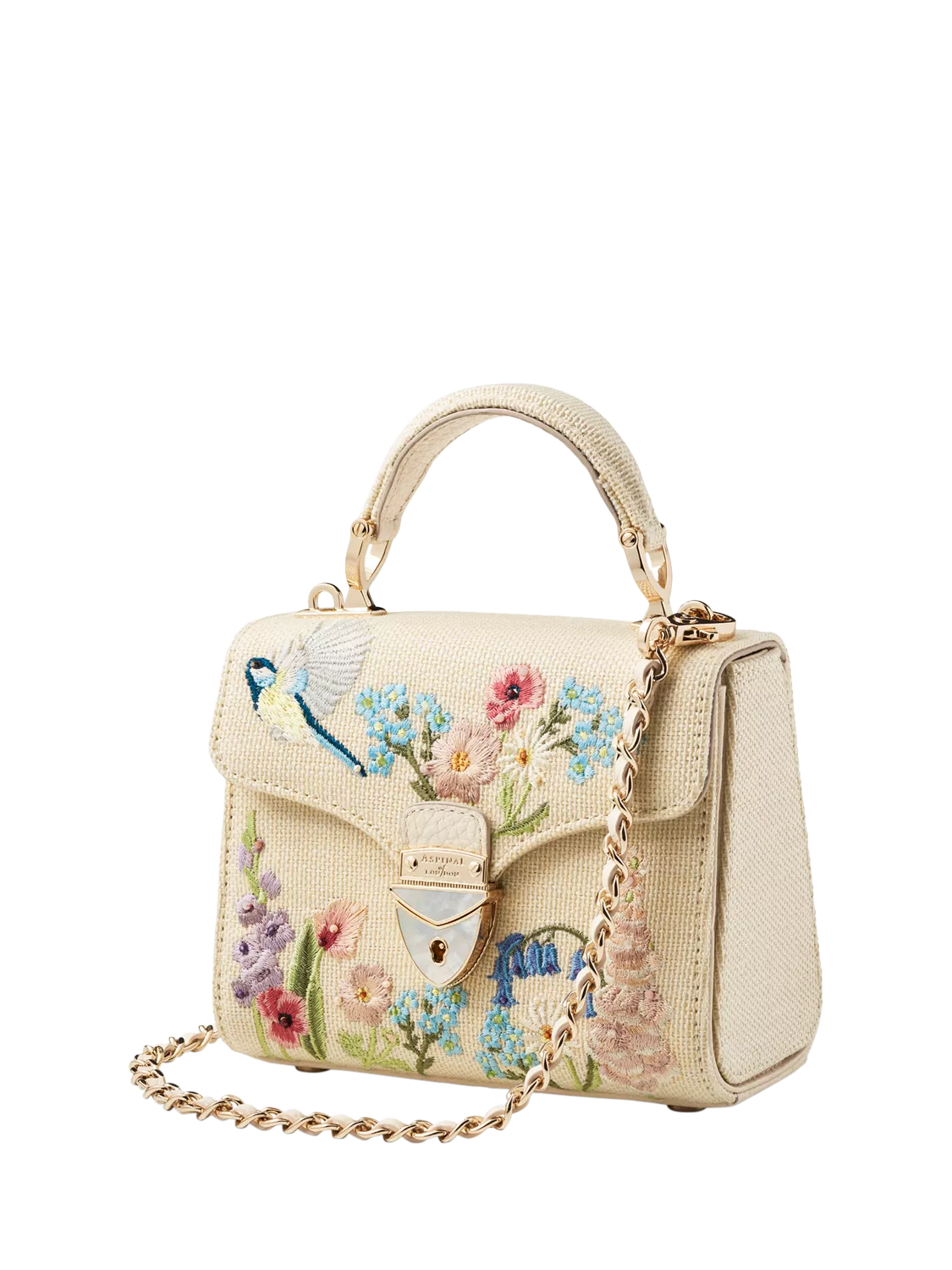 Aspinal of London clutch bag Mayfair Midi embroidered (British brand)
