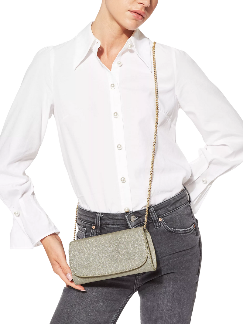 KG Kurt Geiger glittery gold clutch bag (British brand)