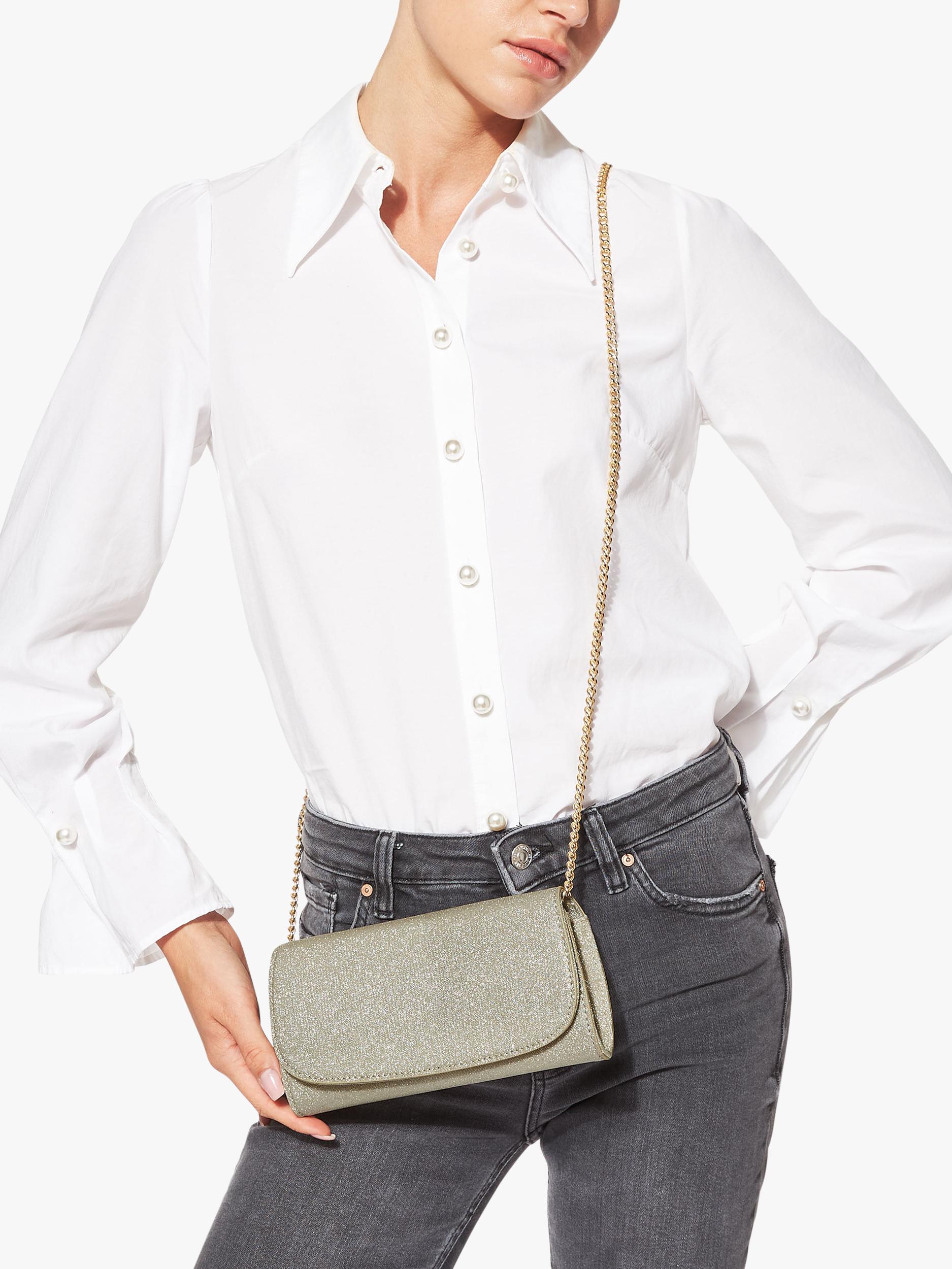 KG Kurt Geiger glittery gold clutch bag (British brand)