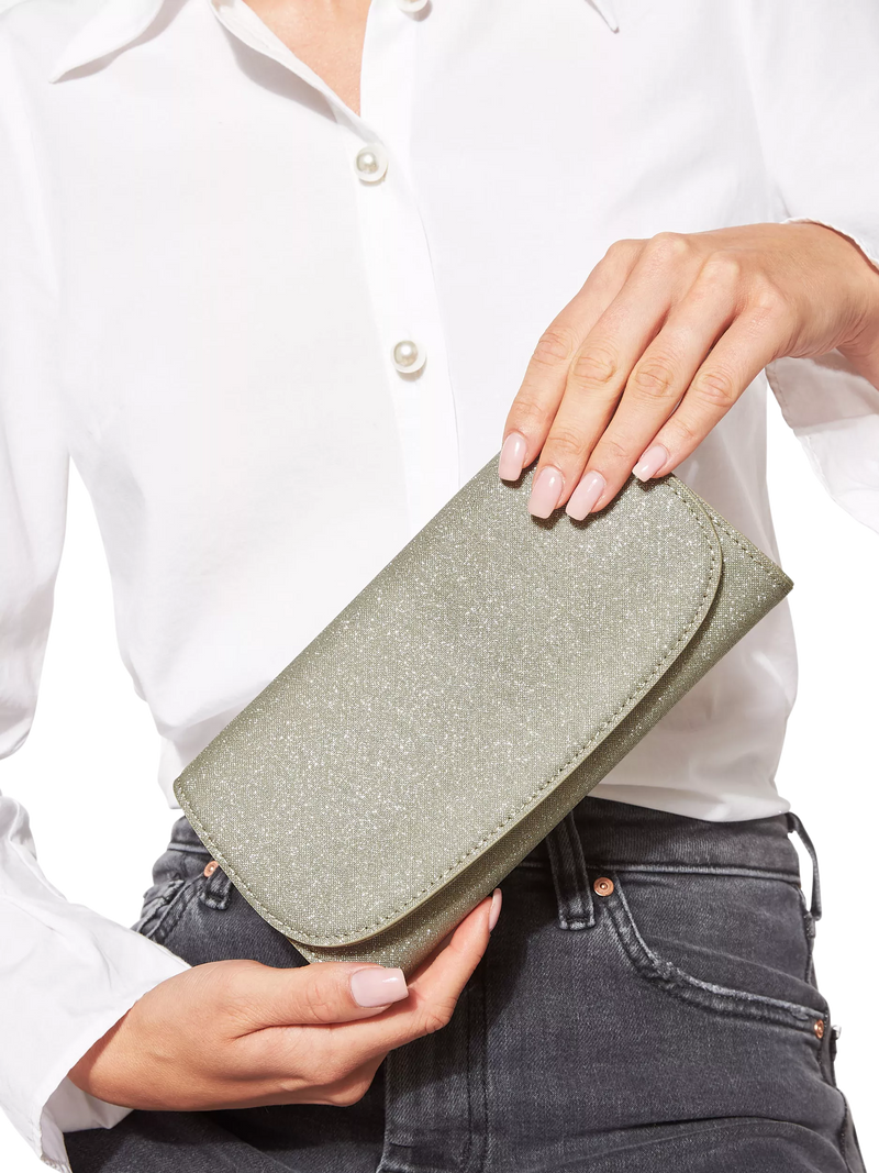 KG Kurt Geiger glittery gold clutch bag (British brand)