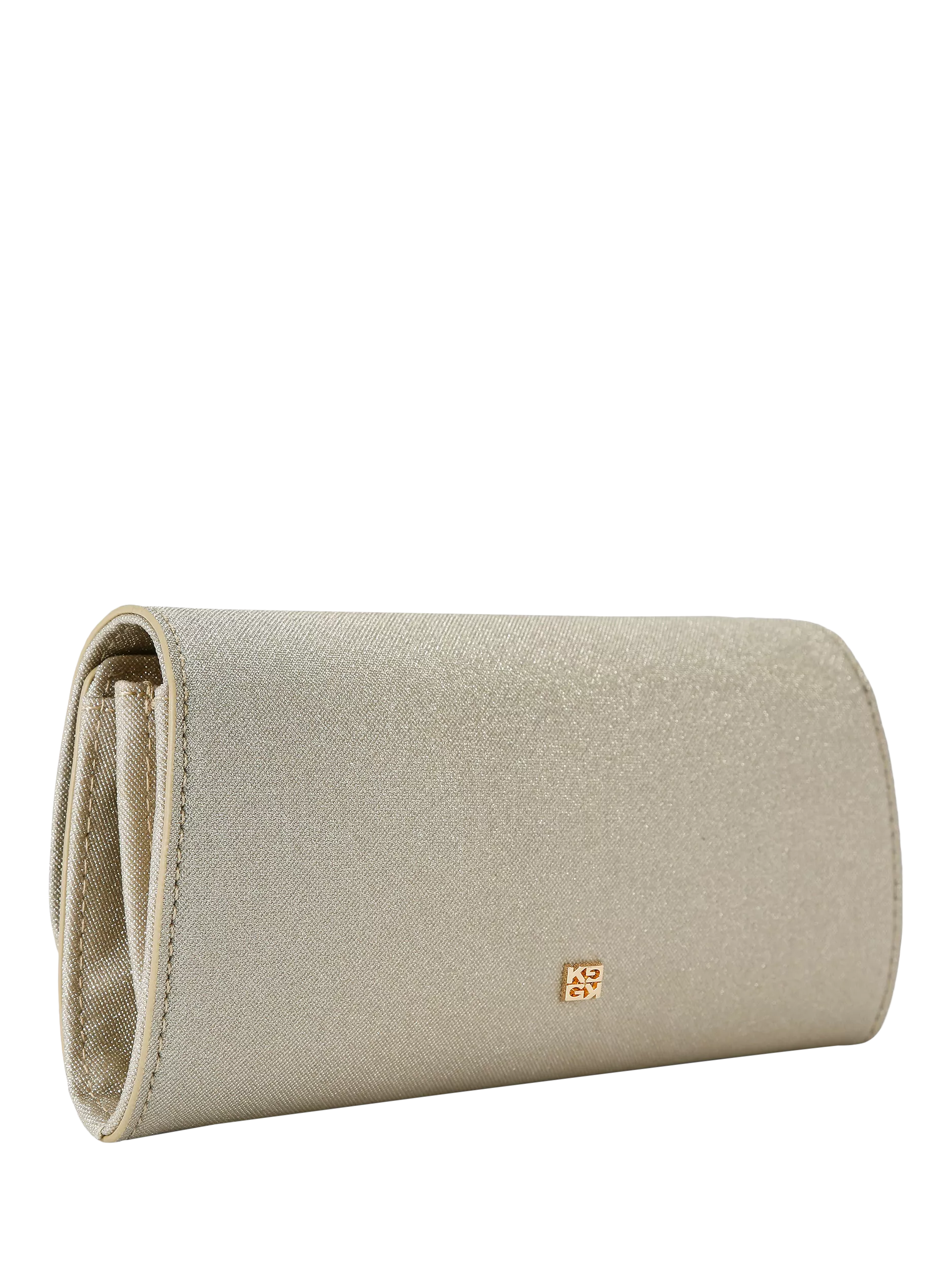KG Kurt Geiger glittery gold clutch bag (British brand)