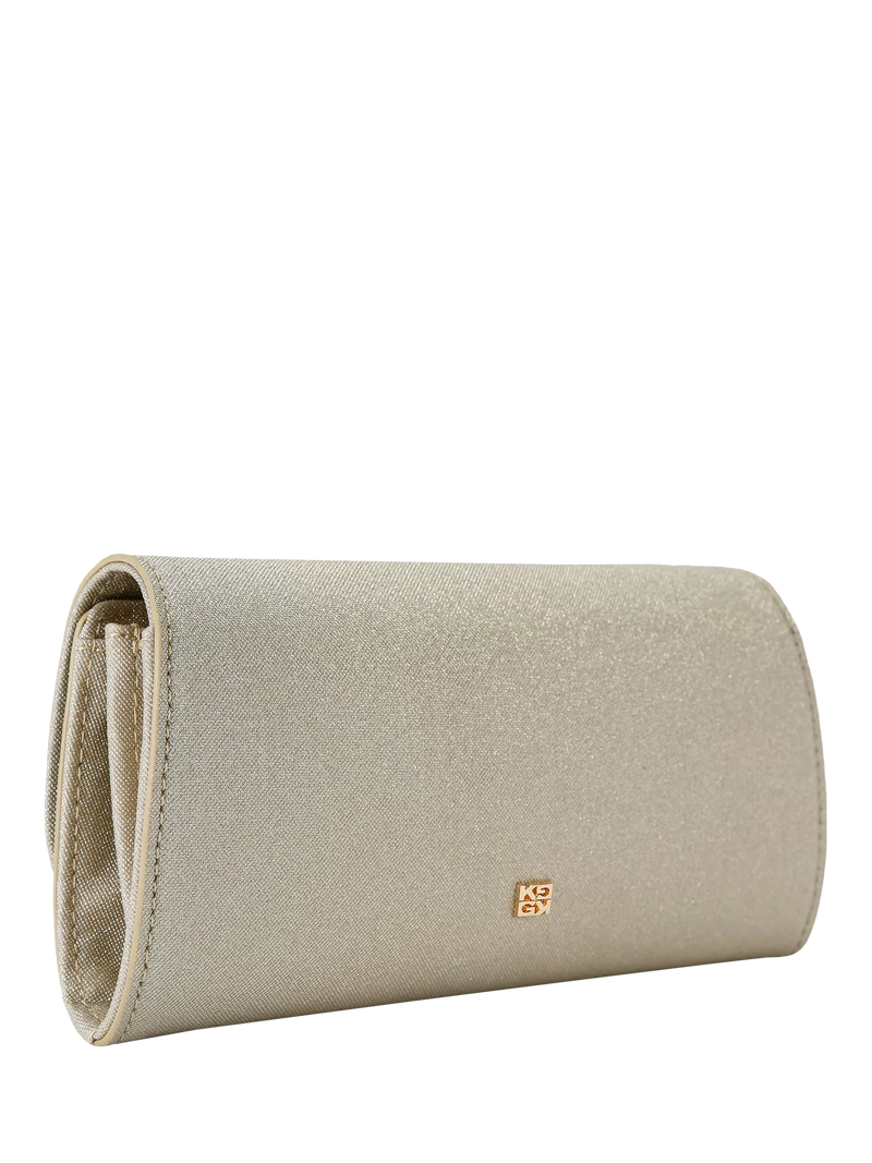 KG Kurt Geiger glittery gold clutch bag (British brand)