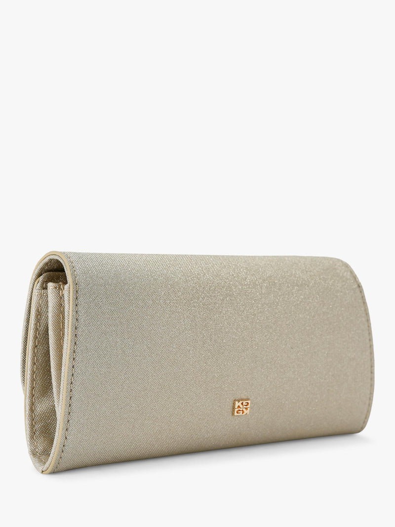 KG Kurt Geiger glittery gold clutch bag (British brand)