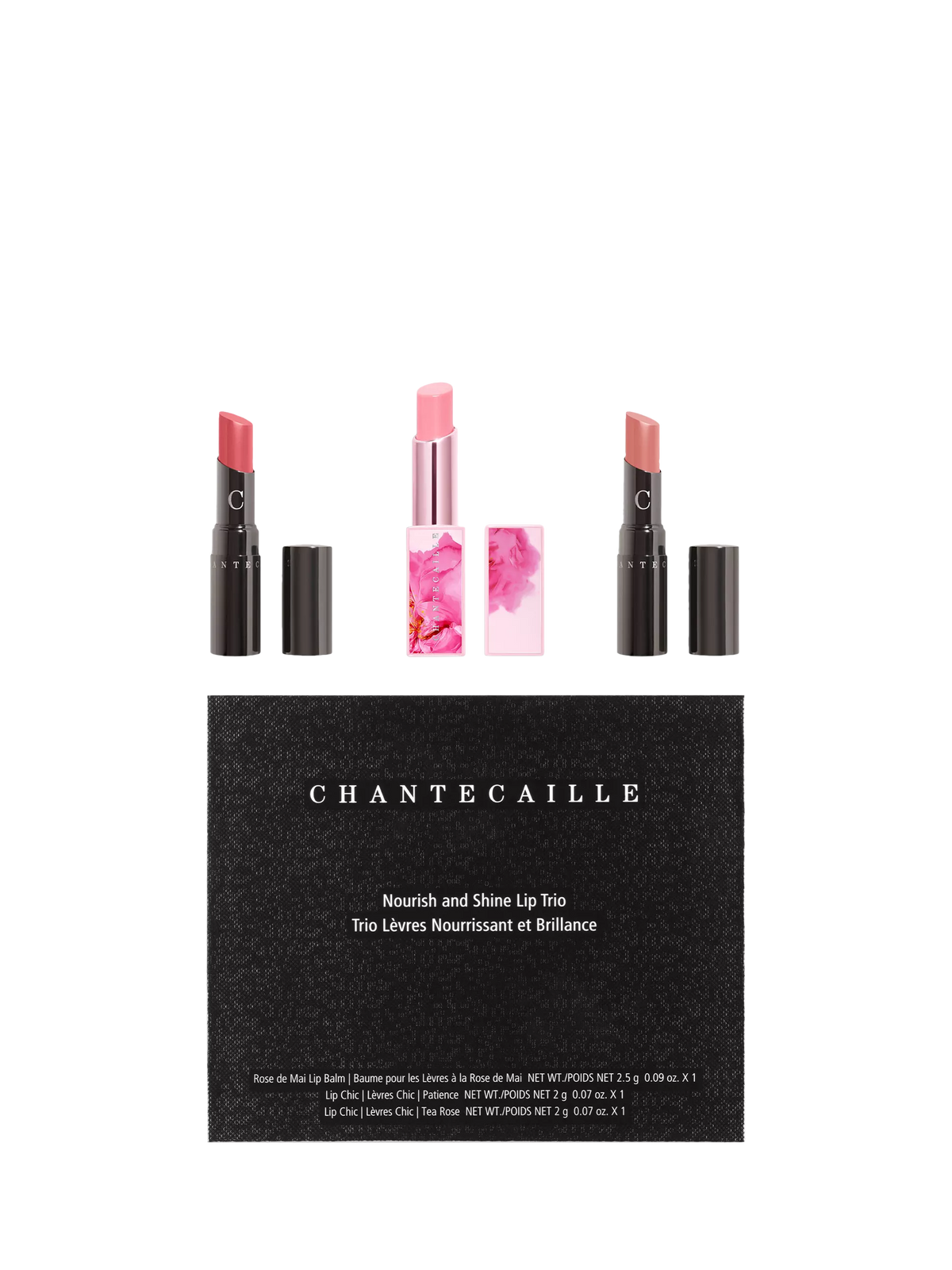 Chantecaille lip trio gift set with balm and two lipsticks - British product