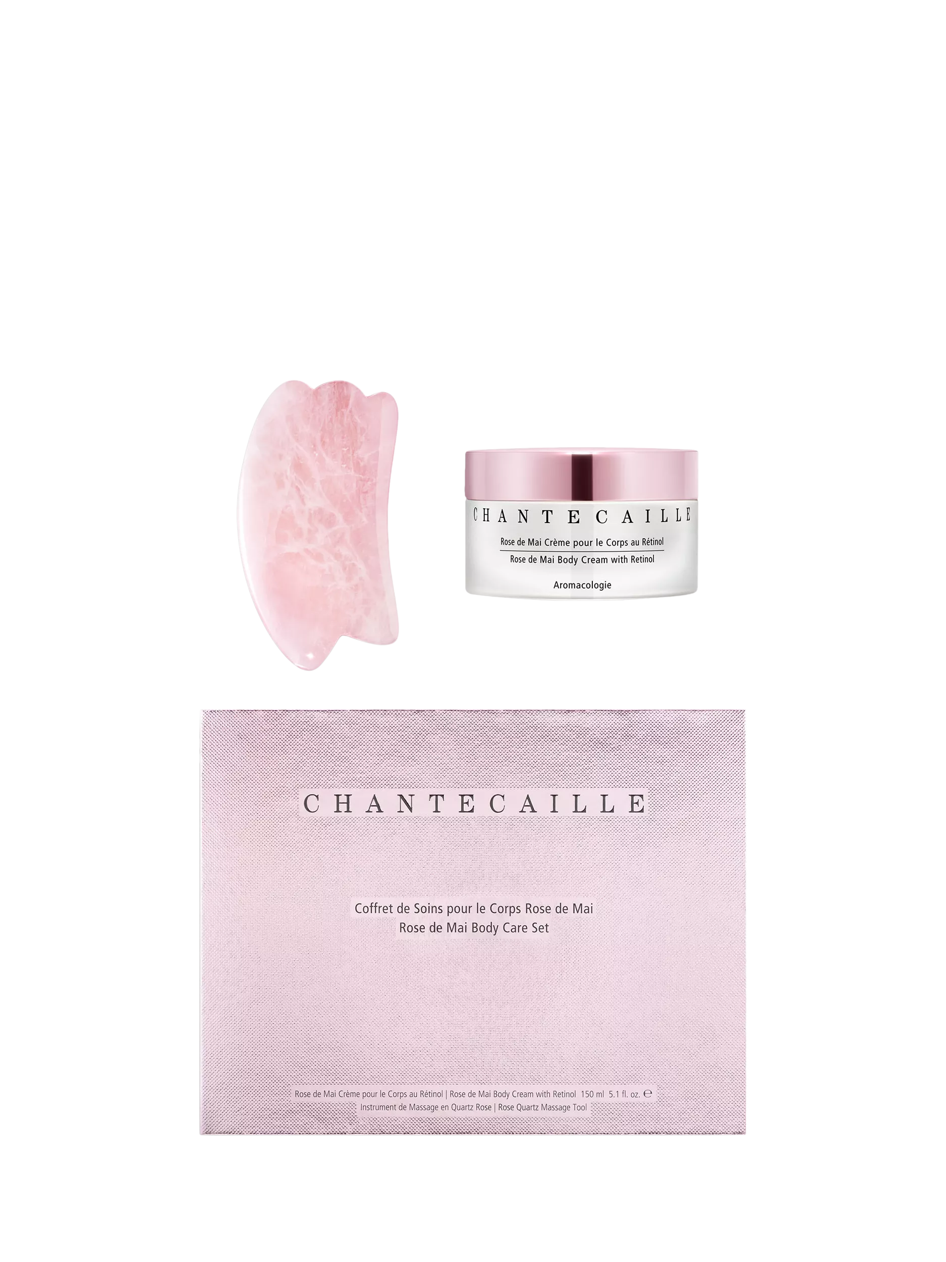 Chantecaille Rose de Mai gift set with retinol body cream, UK version