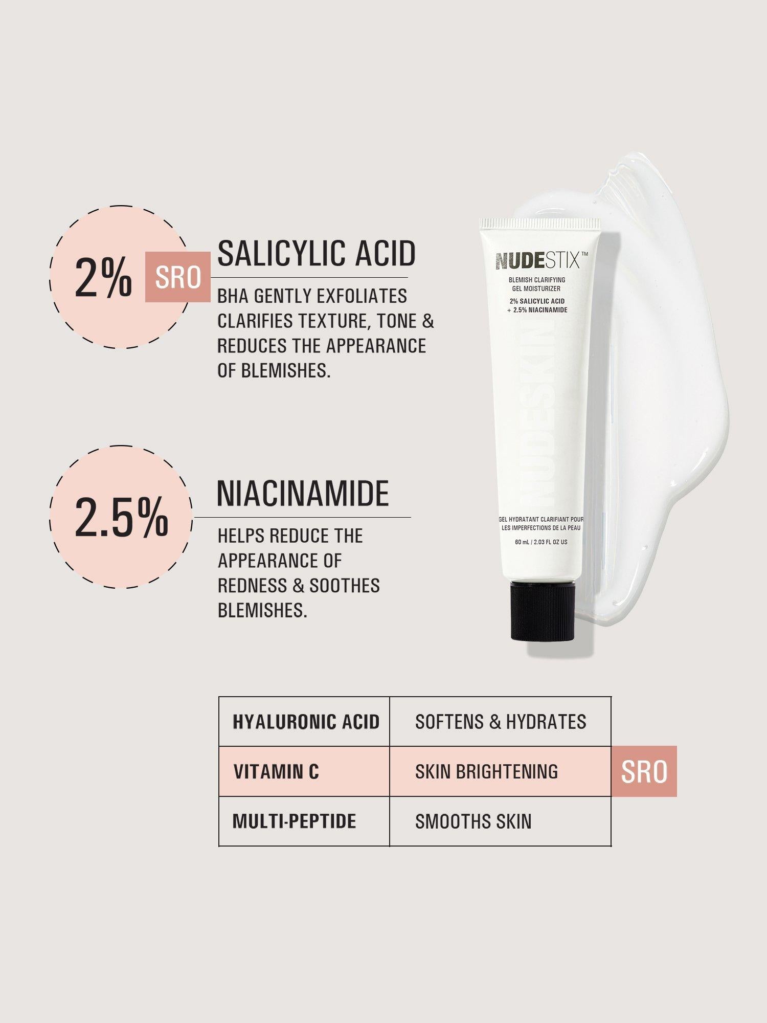 Nudestix 2% salicylic acid blemish gel moisturiser 60ml (British brand)